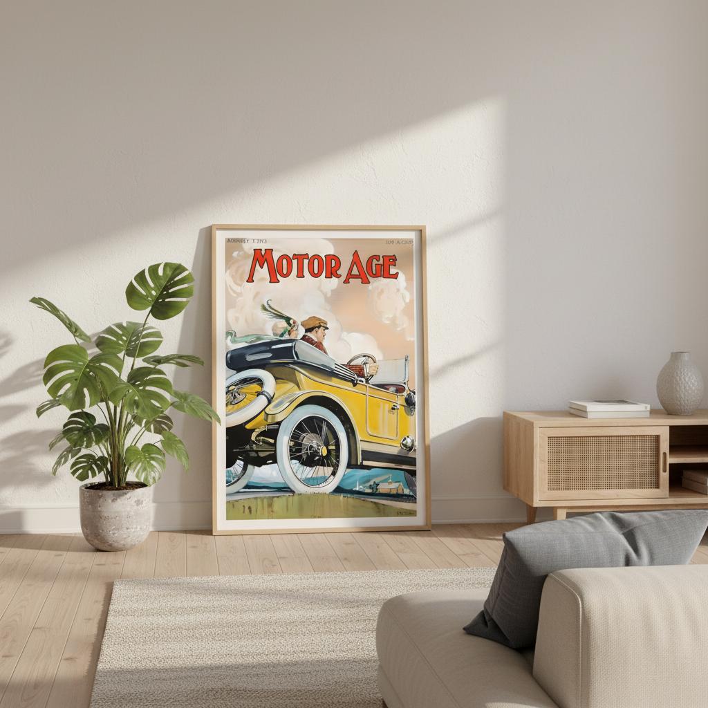 1913 Motor Age Golden Touring Car Poster - Transit Art