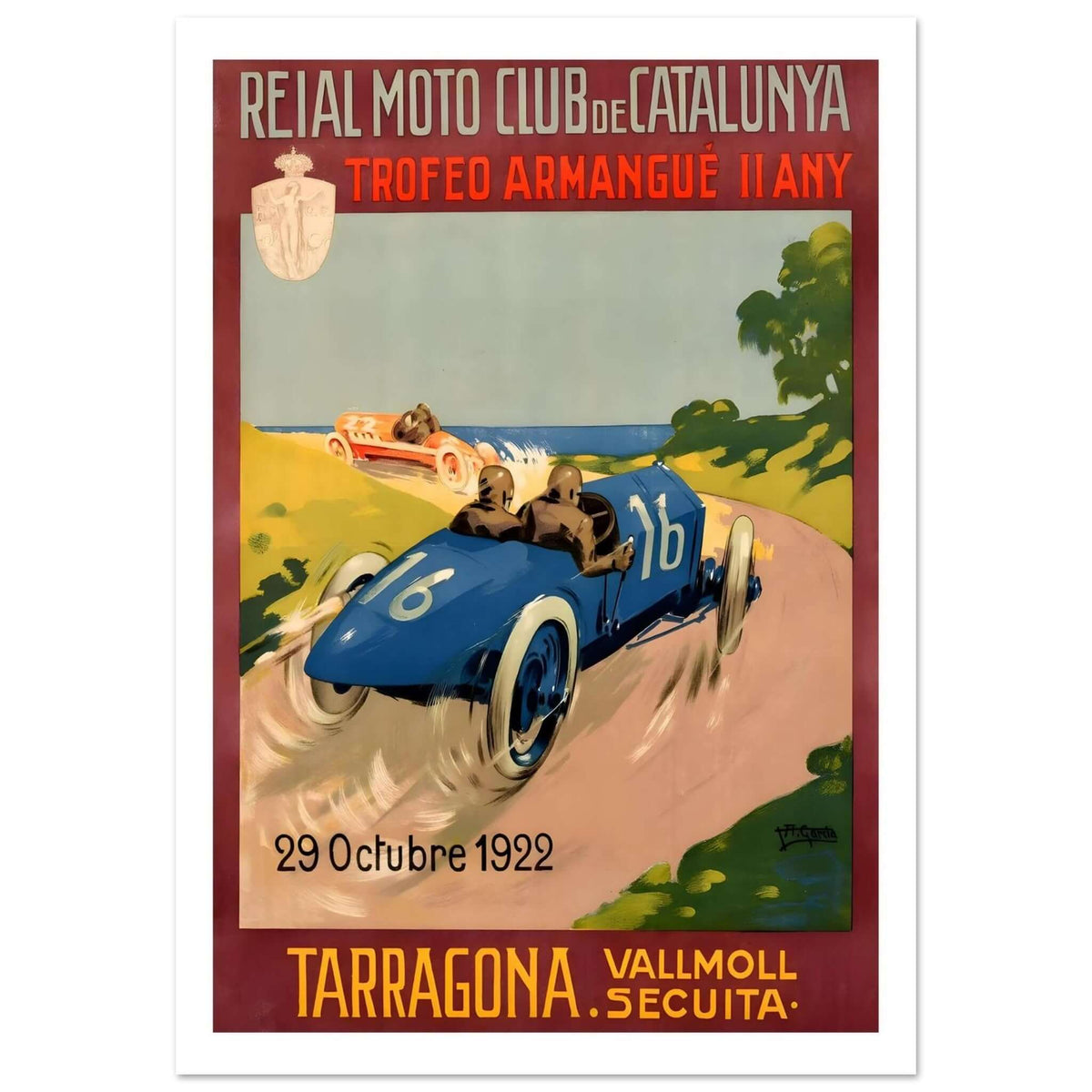 1922 Tarragona Trofeo Armangué Racing Poster - Transit Art