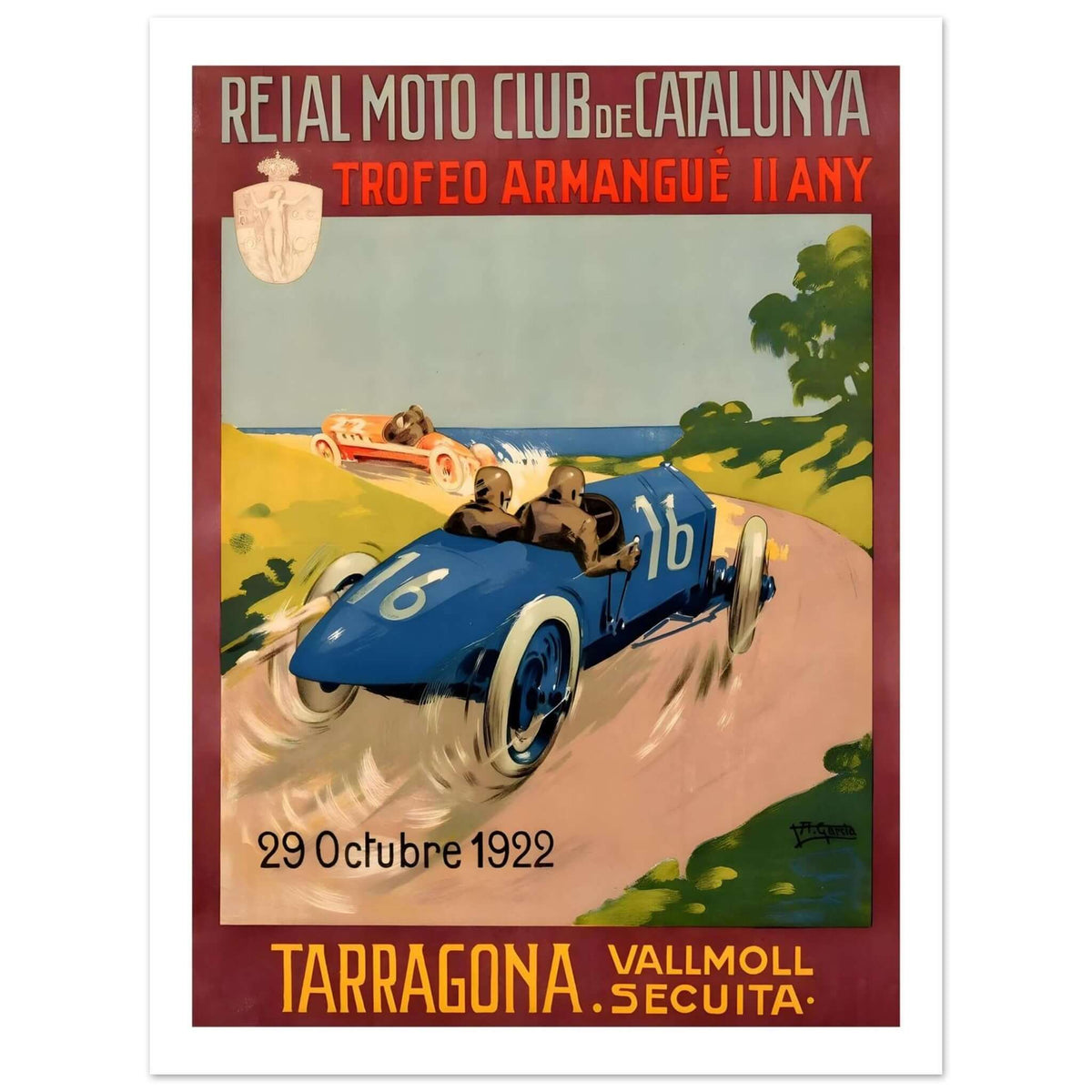 1922 Tarragona Trofeo Armangué Racing Poster - Transit Art
