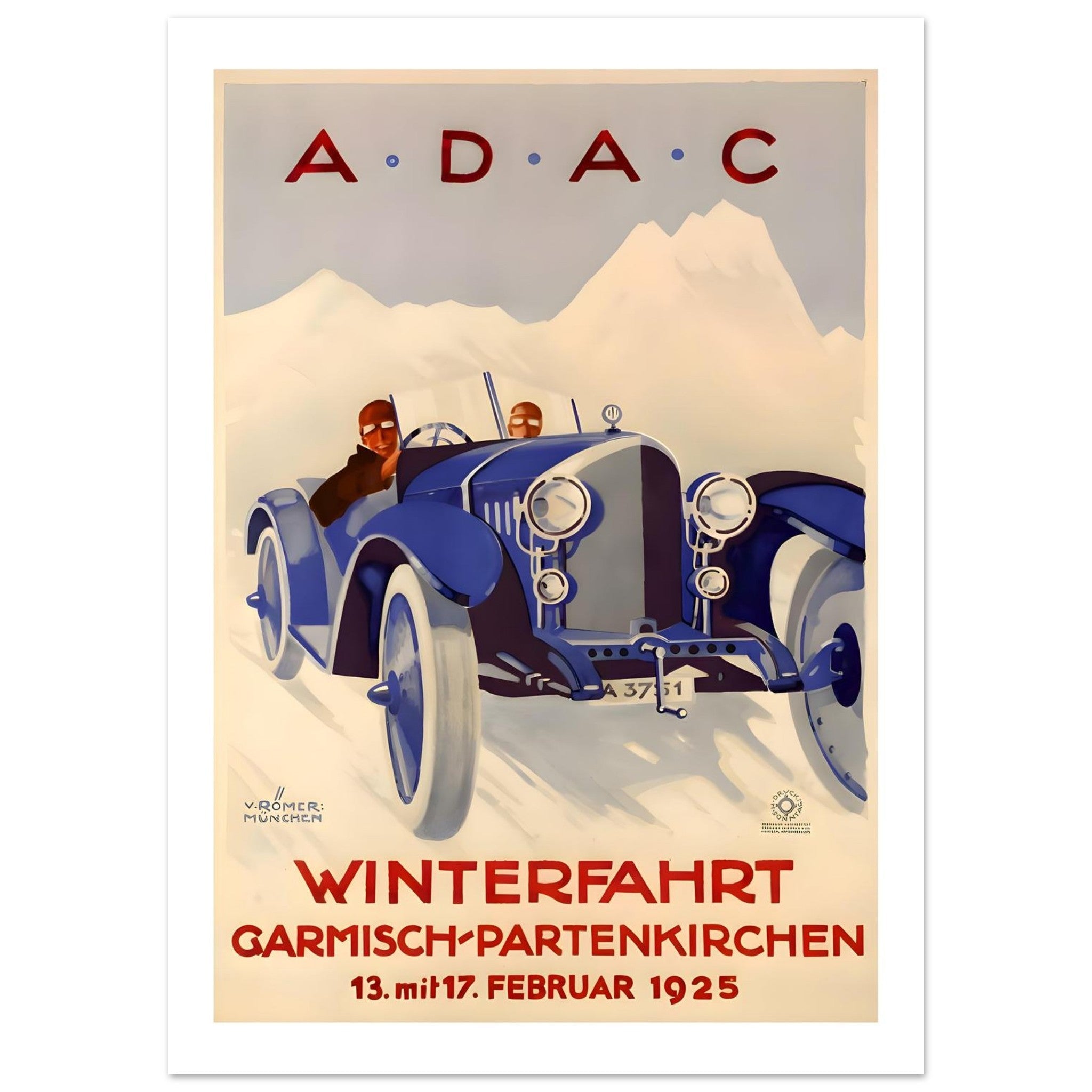1925 ADAC Winterfahrt Garmisch - Partenkirchen Poster - Transit Art