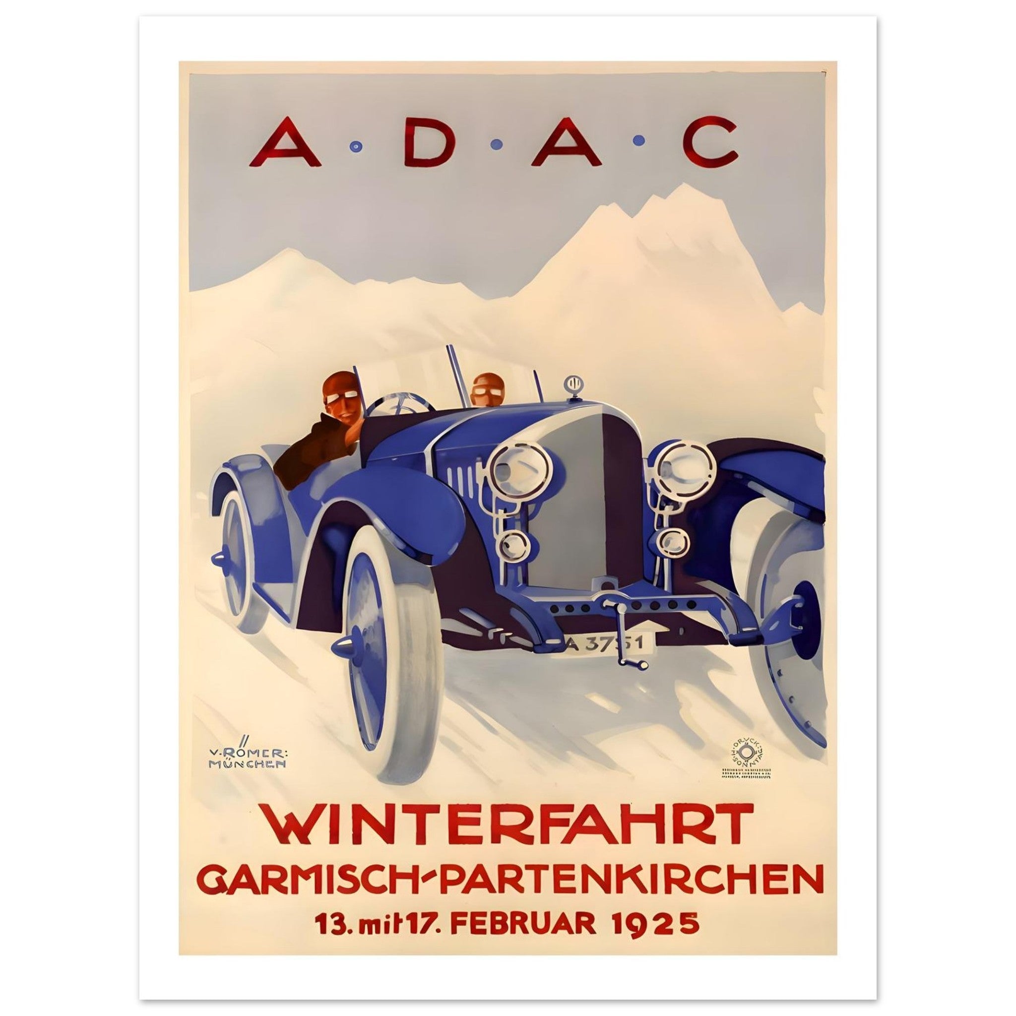 1925 ADAC Winterfahrt Garmisch - Partenkirchen Poster - Transit Art