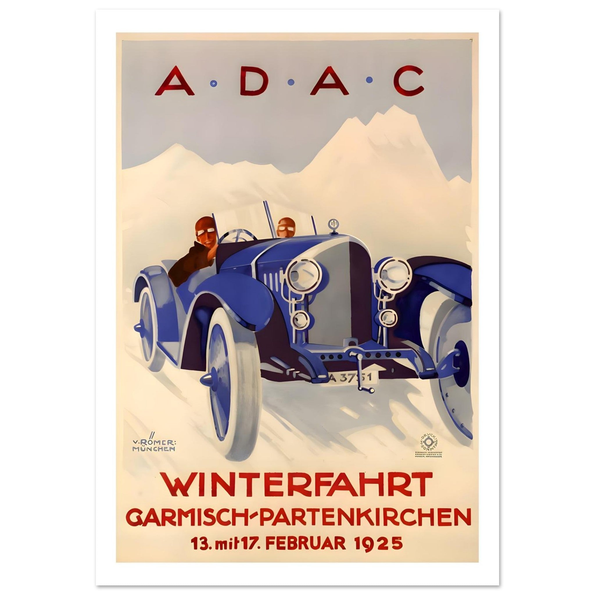 1925 ADAC Winterfahrt Garmisch - Partenkirchen Poster - Transit Art