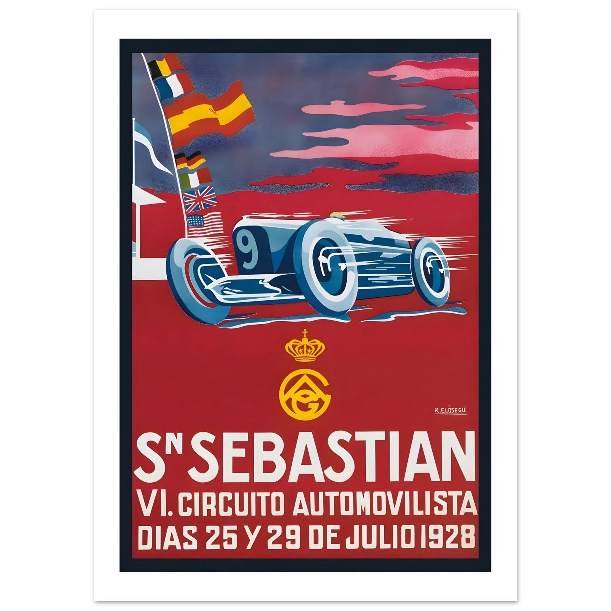 1928 San Sebastian VI Circuito Automovilista Poster - Transit Art