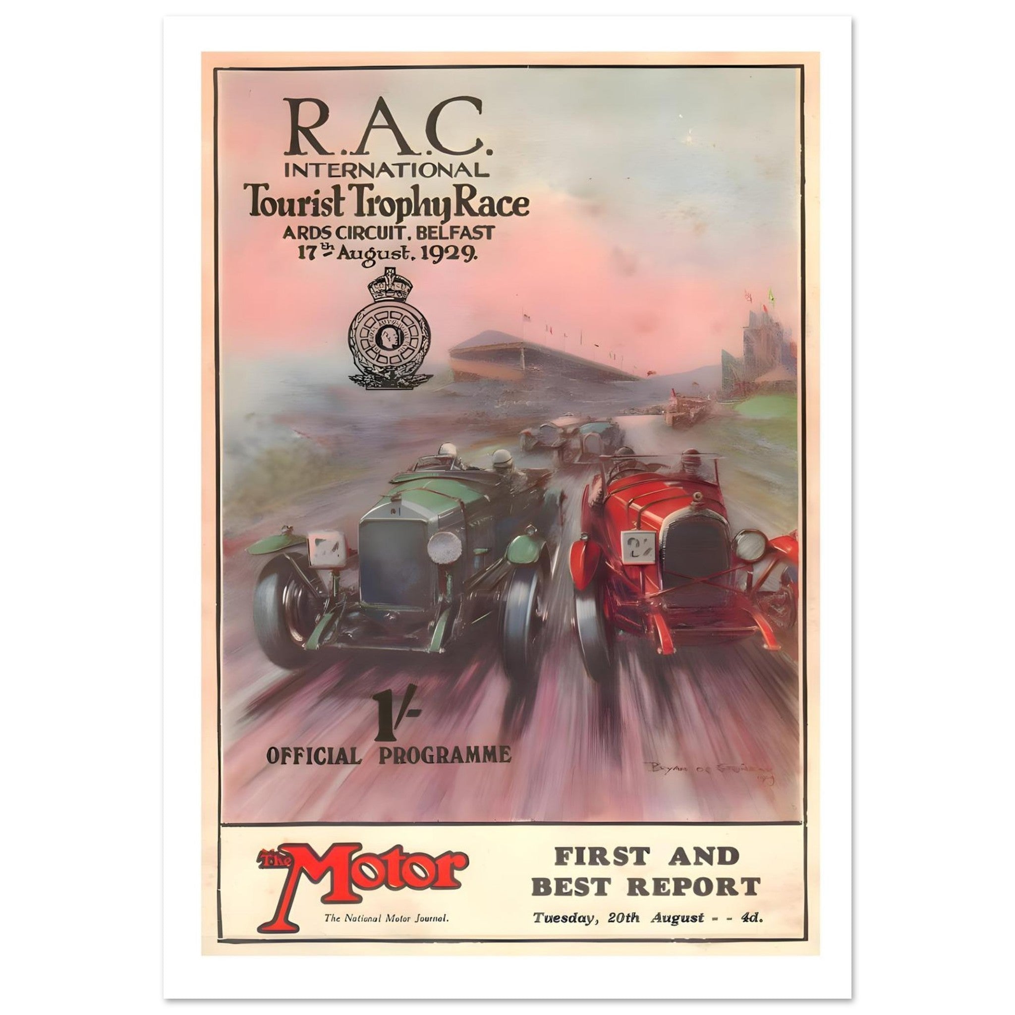 1929 R.A.C. Tourist Trophy Race Ards Circuit Poster - Transit Art
