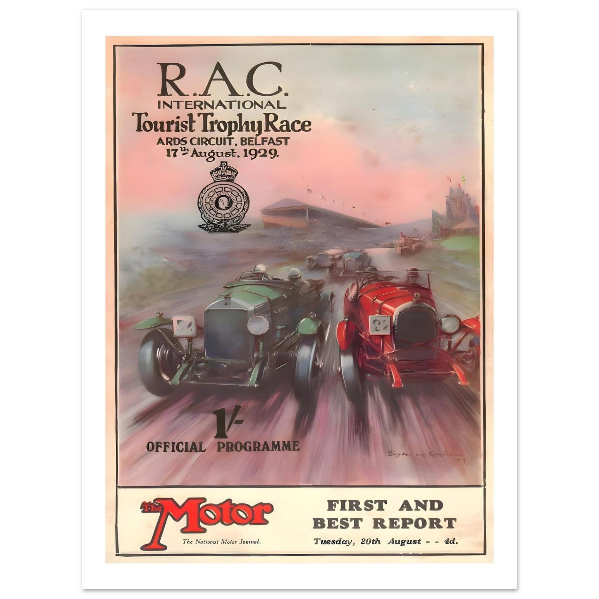 1929 R.A.C. Tourist Trophy Race Ards Circuit Poster - Transit Art