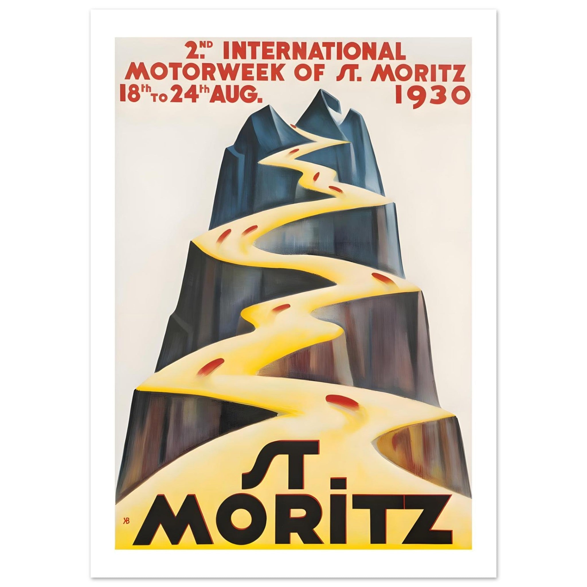 1930 St. Moritz International Motorweek Poster - Transit Art