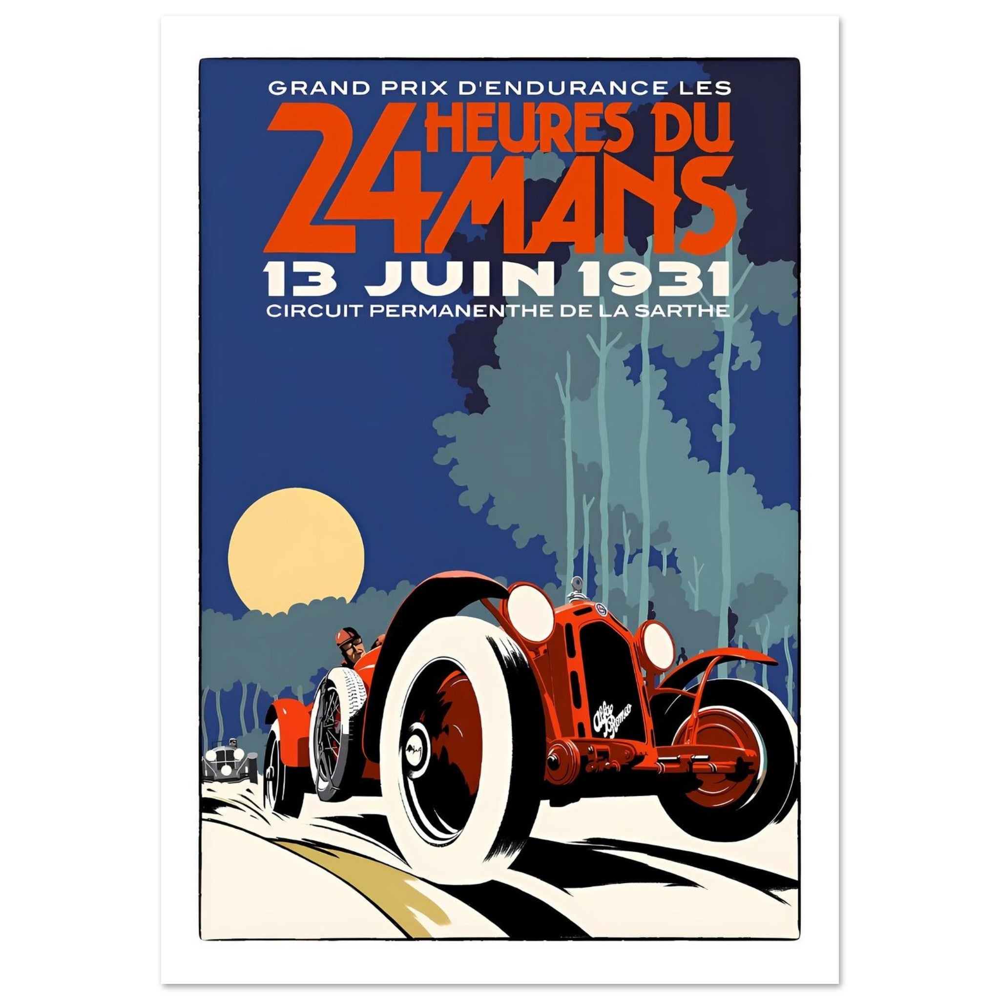 1931 24 Heures du Mans Moonlit Grand Prix Poster - Transit Art