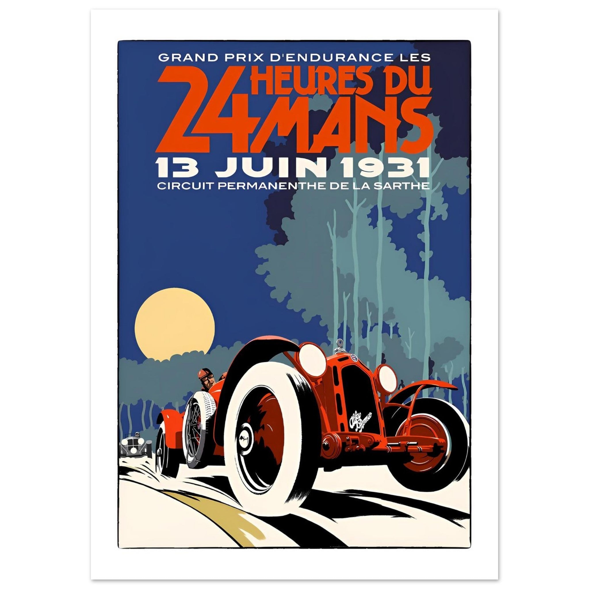 1931 24 Heures du Mans Moonlit Grand Prix Poster - Transit Art