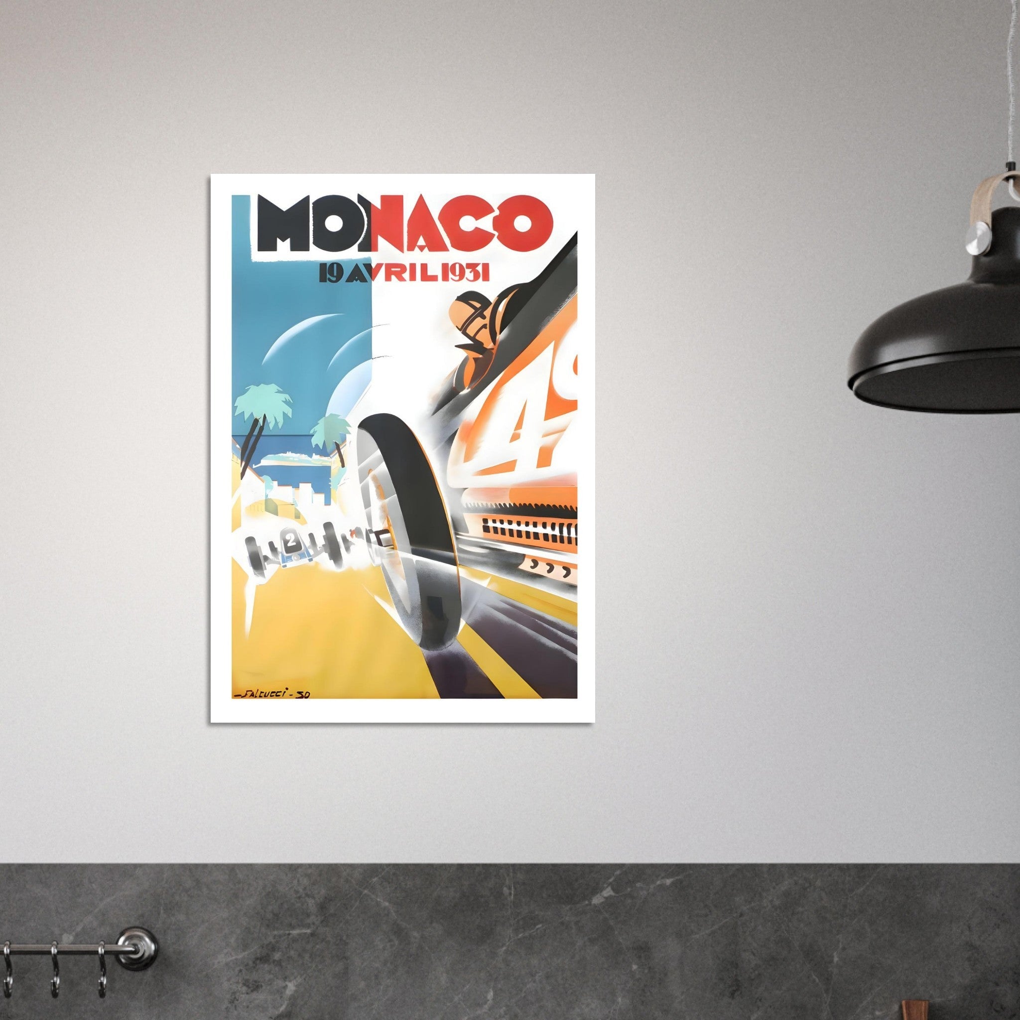 1931 Monaco Grand Prix Riviera Speed Poster - Transit Art