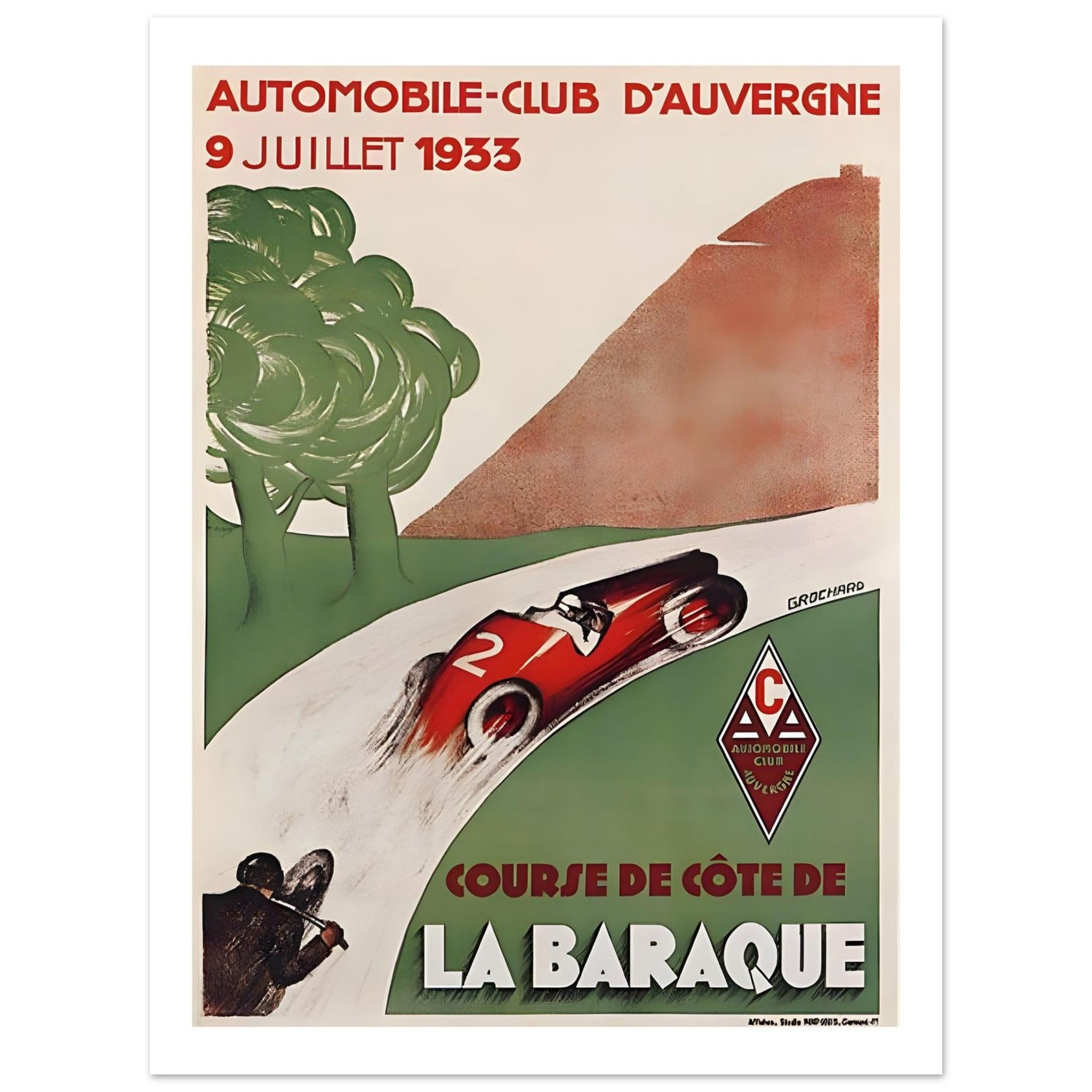 1933 La Baraque Hillclimb Auvergne Poster - Transit Art