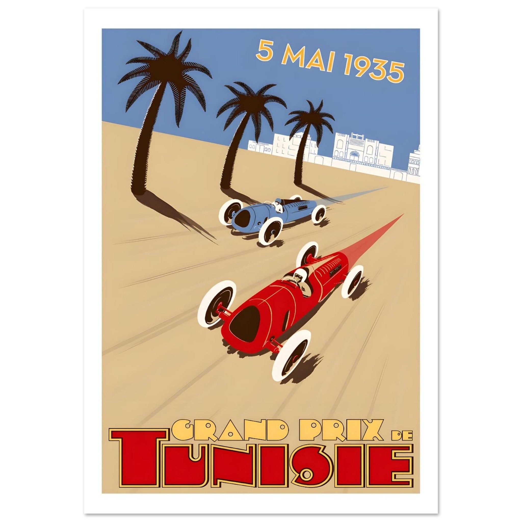 1935 Grand Prix de Tunisie Desert Racing Poster - Transit Art