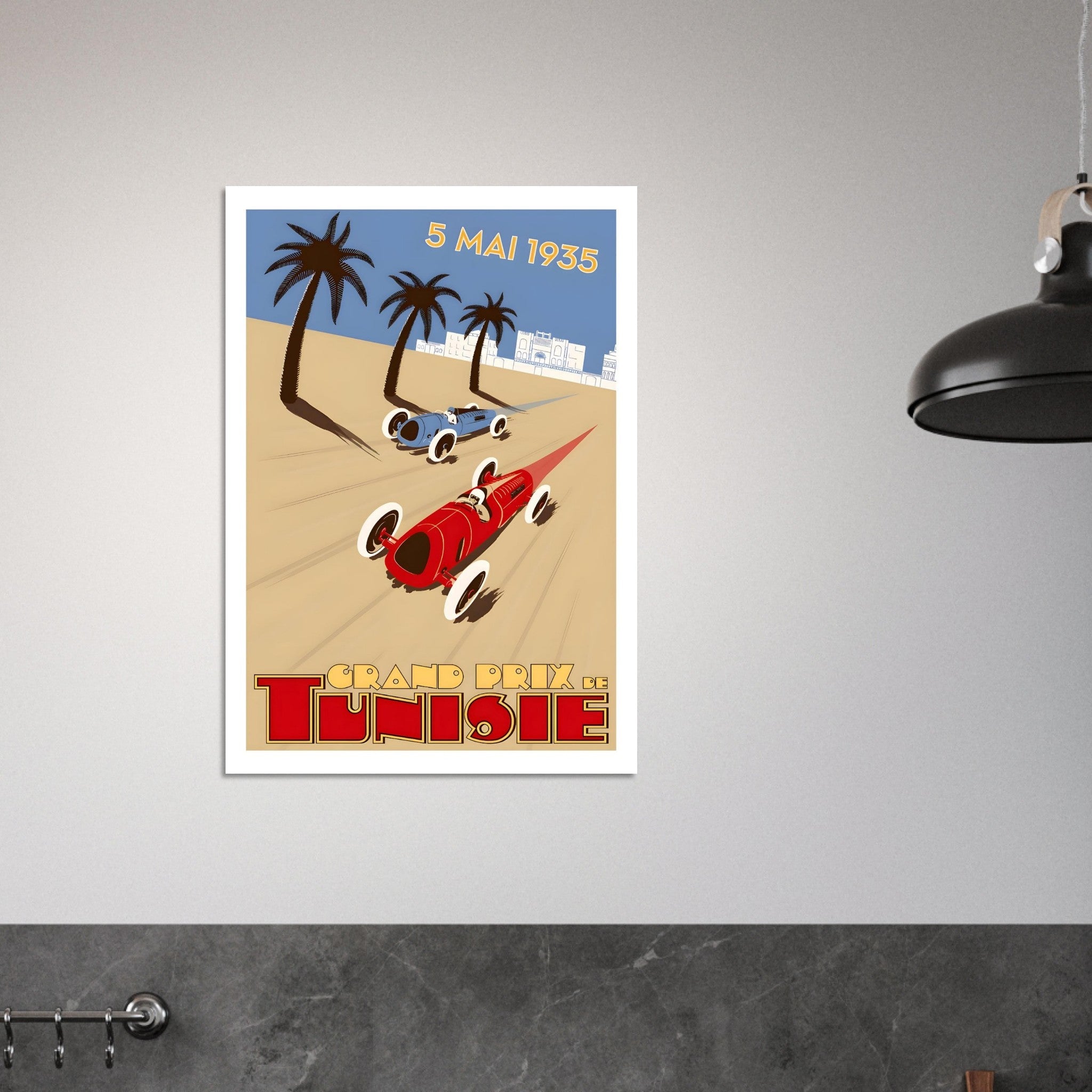 1935 Grand Prix de Tunisie Desert Racing Poster - Transit Art