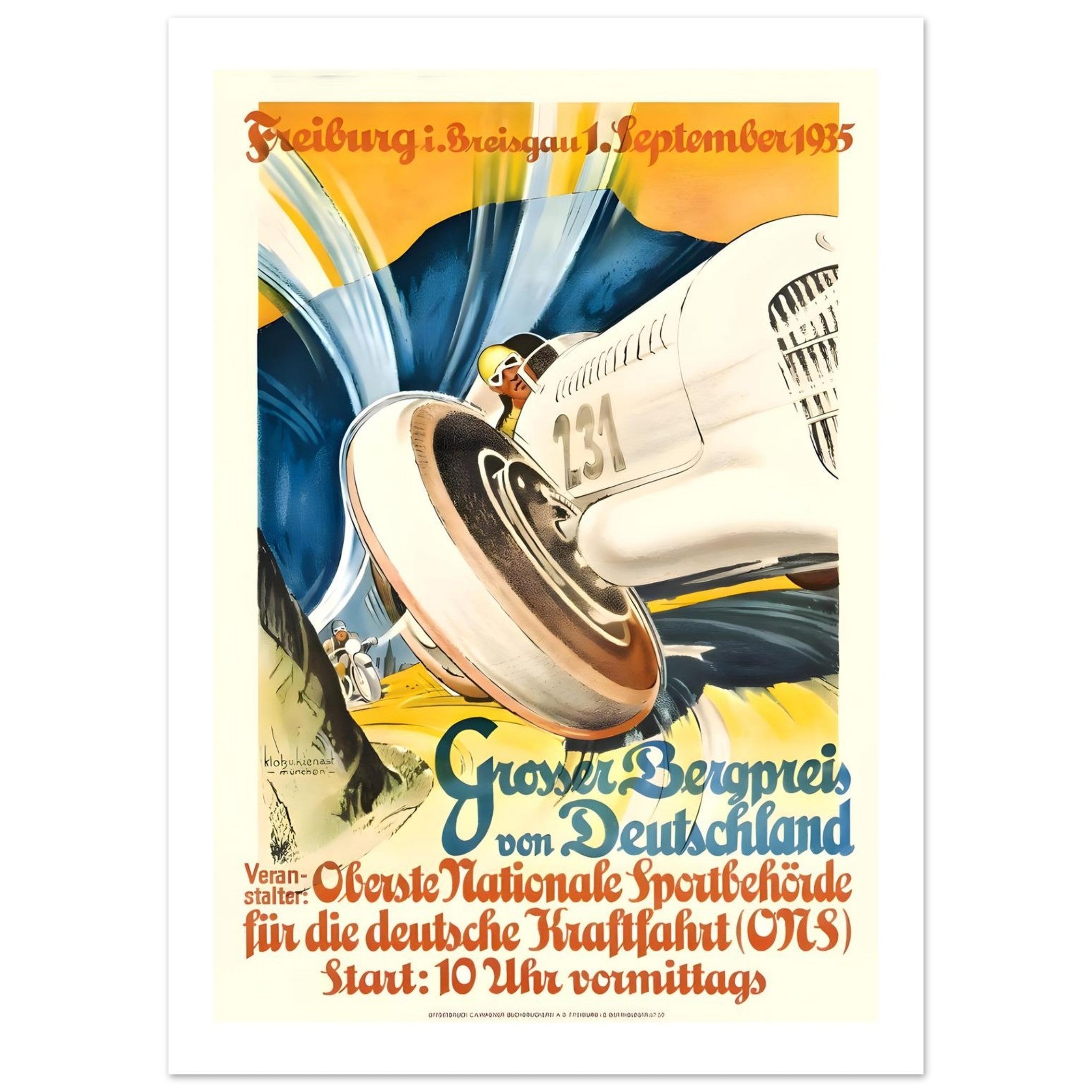 1935 Grosser Bergpreis von Deutschland Freiburg Poster - Transit Art