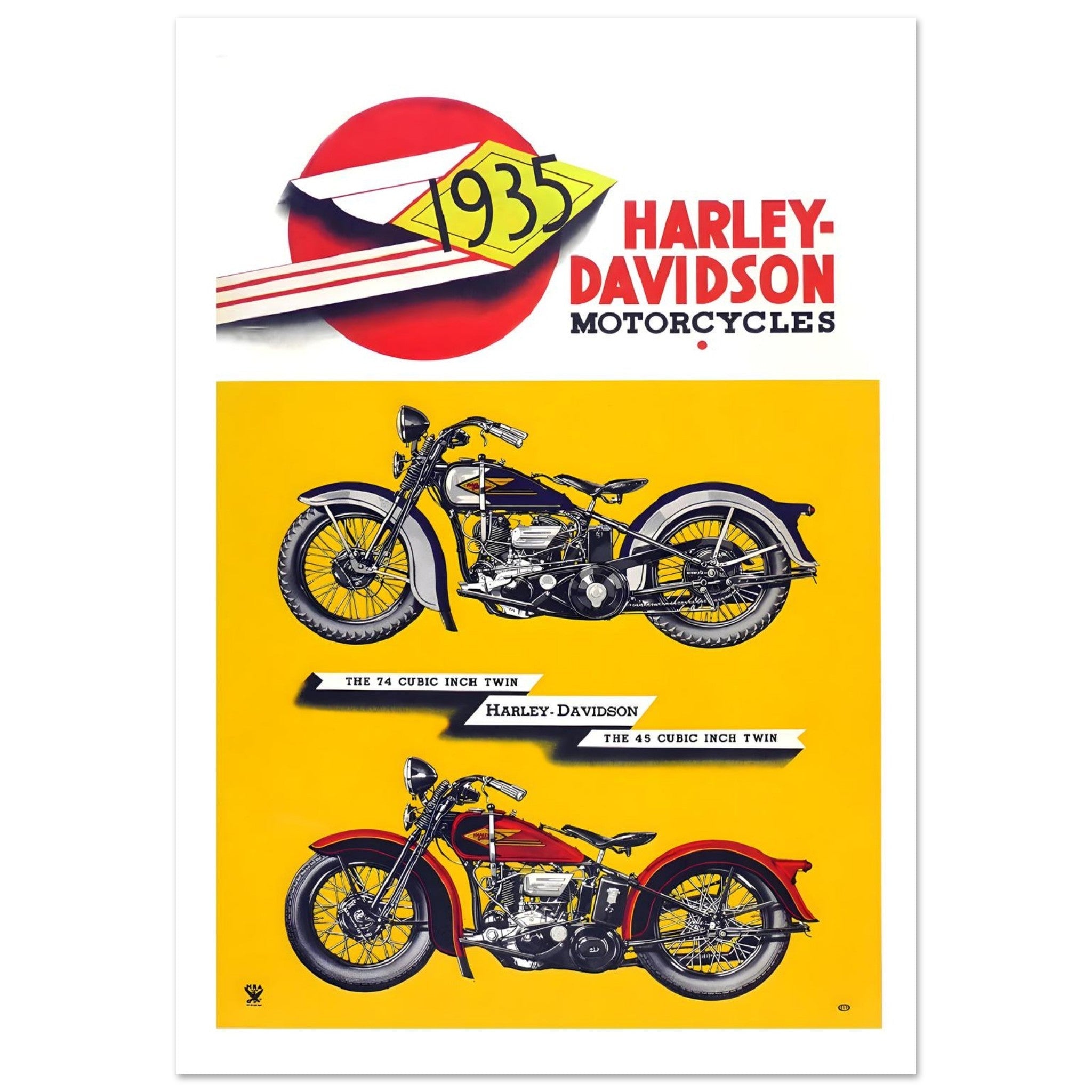 1935 Harley - Davidson Poster: Classic American Engineering and Speed - Transit Art