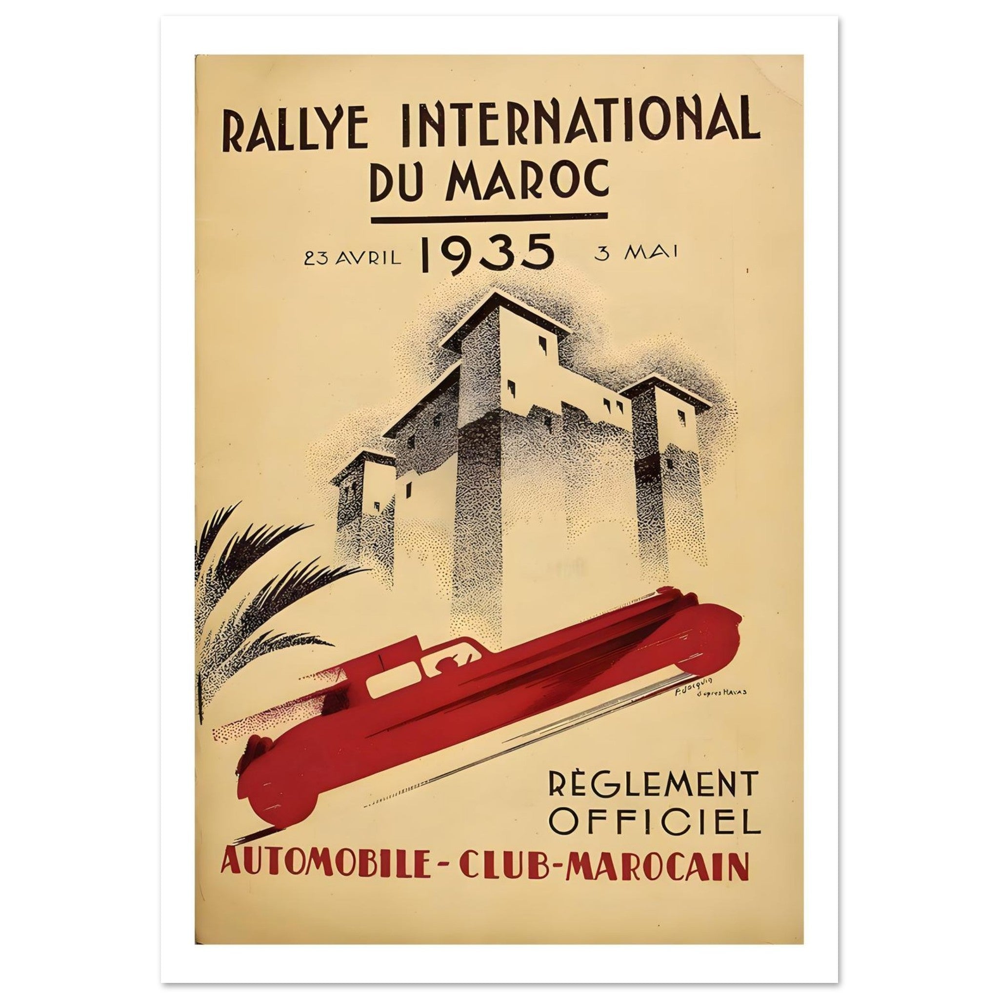 1935 Rallye International du Maroc Poster - Transit Art