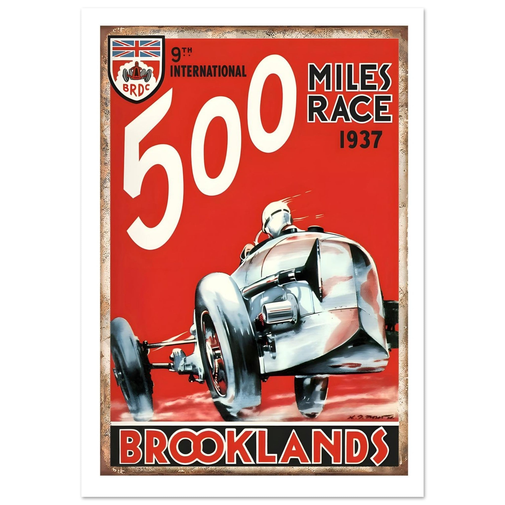 1937 Brooklands 500 Miles Race Poster - Transit Art