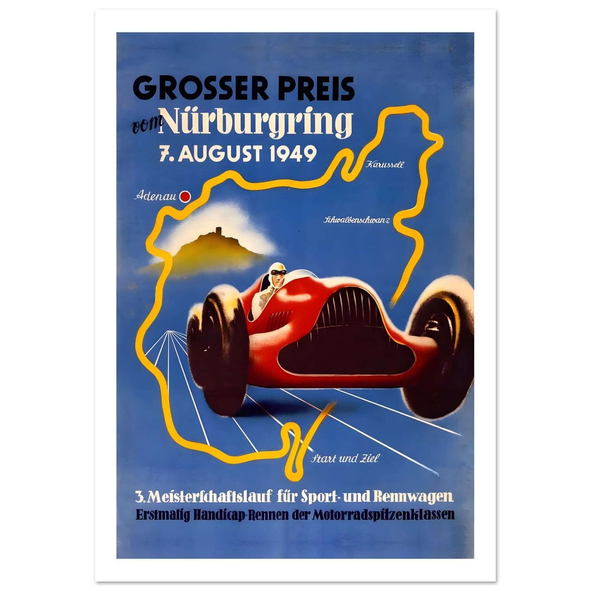 1949 Großer Preis vom Nürburgring Grand Prix Poster - Transit Art