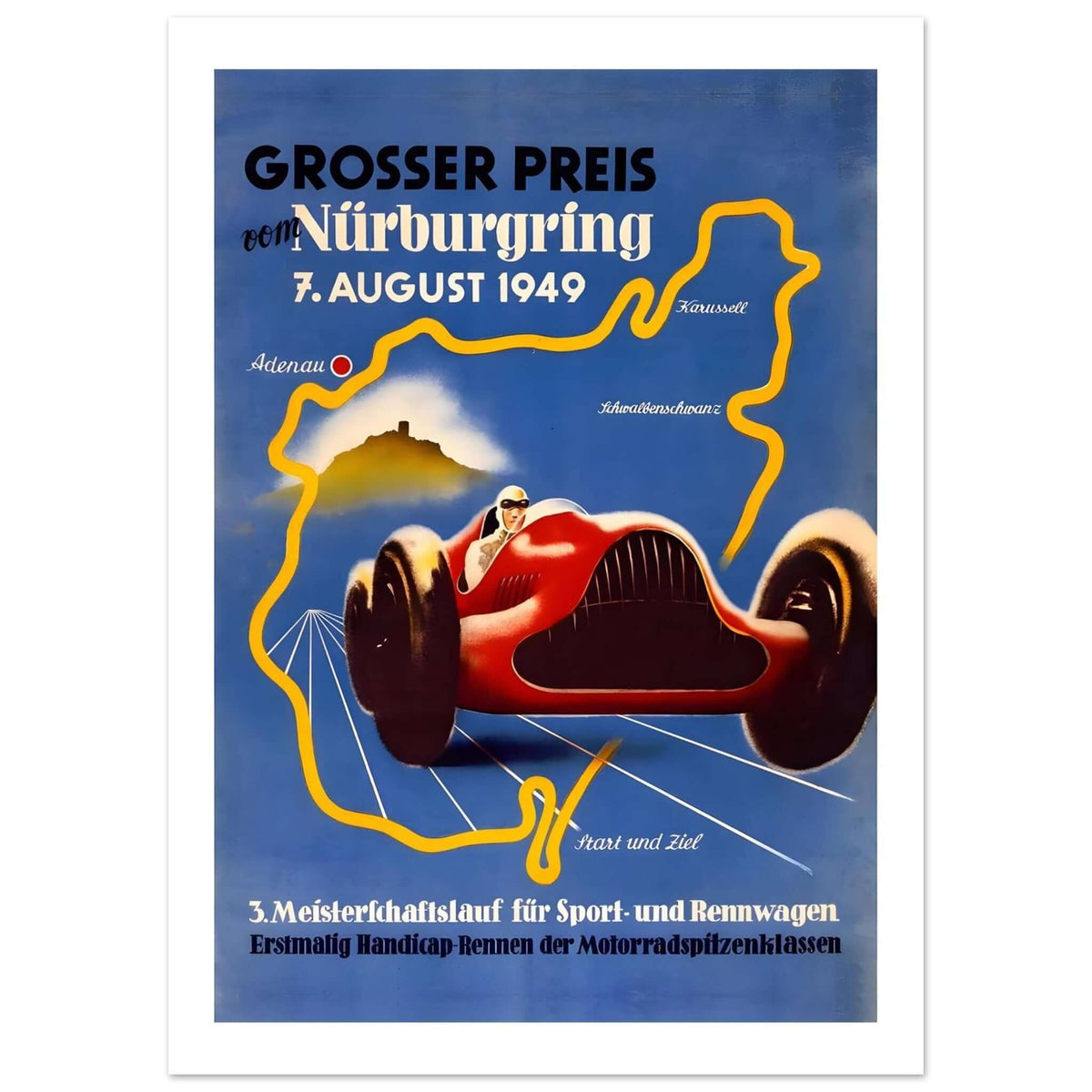 1949 Großer Preis vom Nürburgring Grand Prix Poster - Transit Art