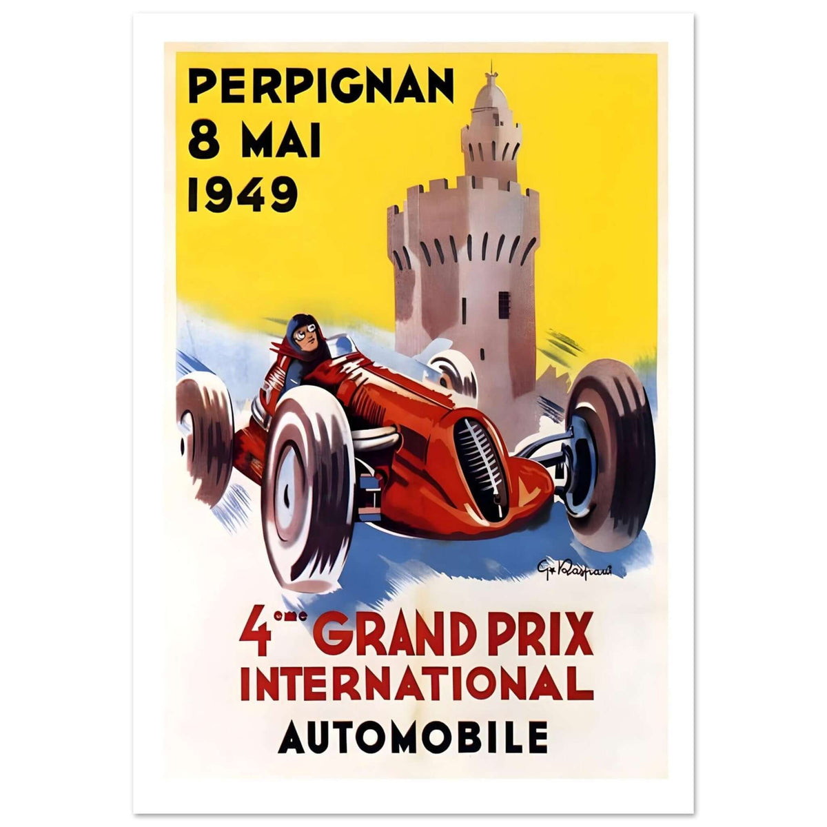1949 Perpignan 4e Grand Prix International Poster - Transit Art