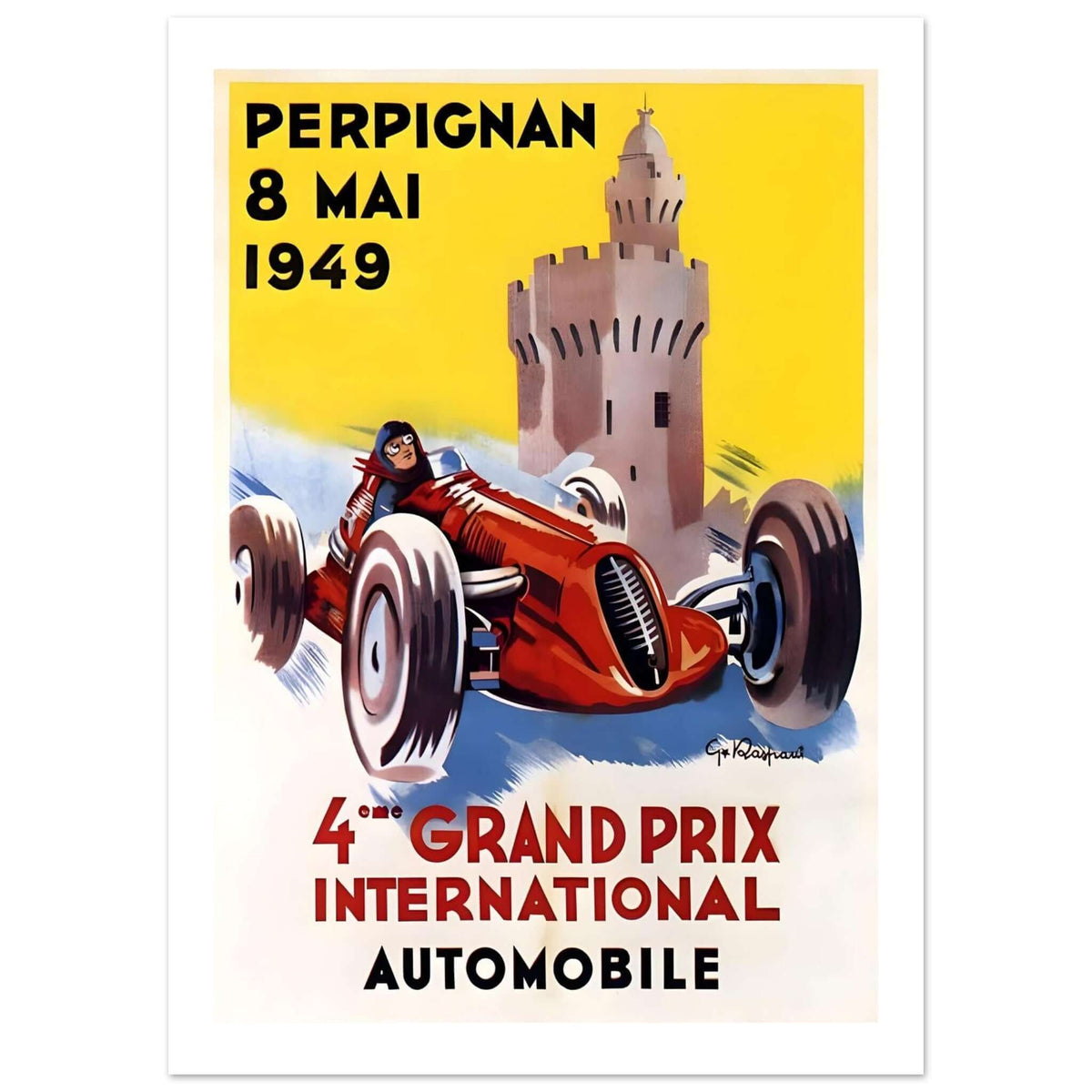 1949 Perpignan 4e Grand Prix International Poster - Transit Art