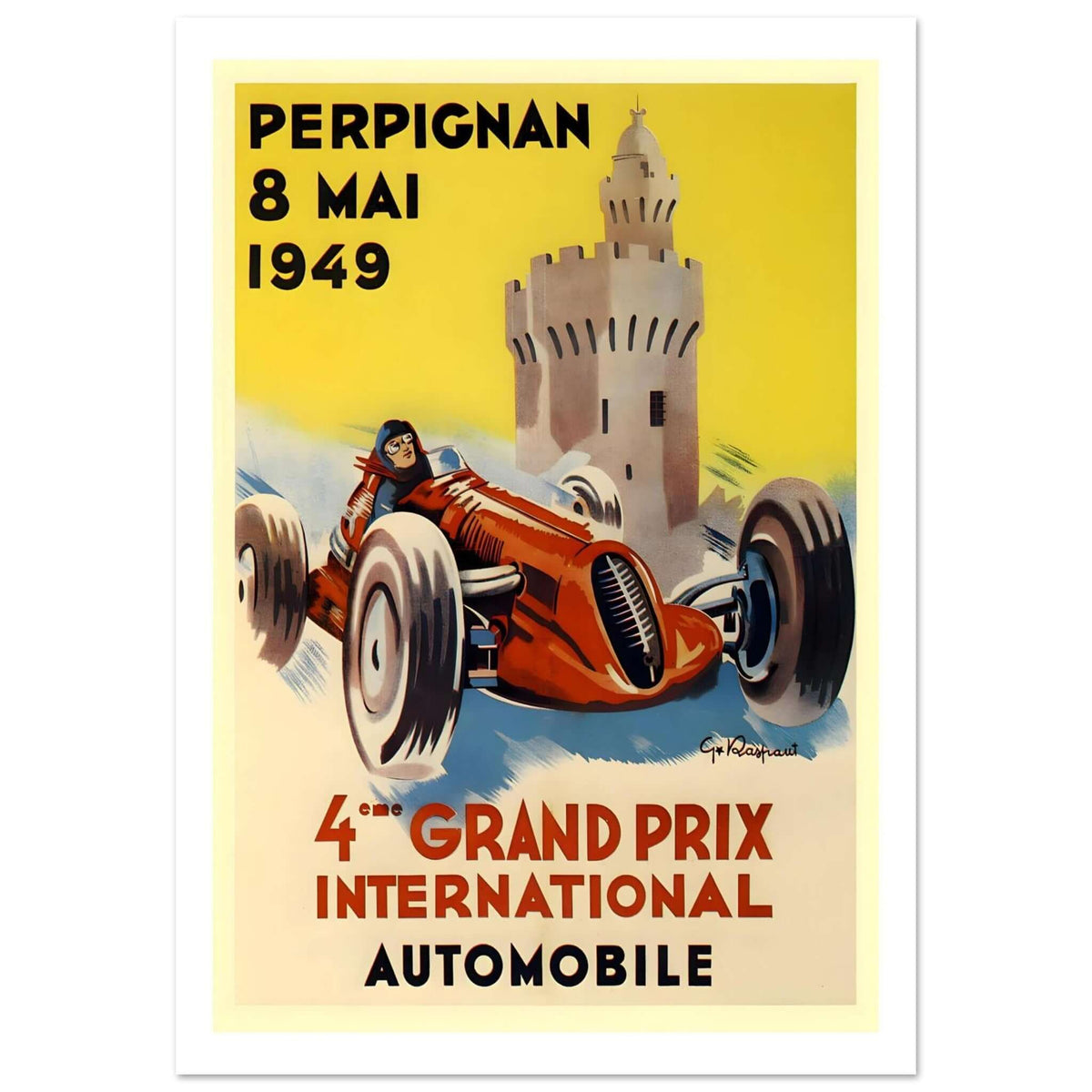 1949 Perpignan 4th Grand Prix International Poster - Transit Art