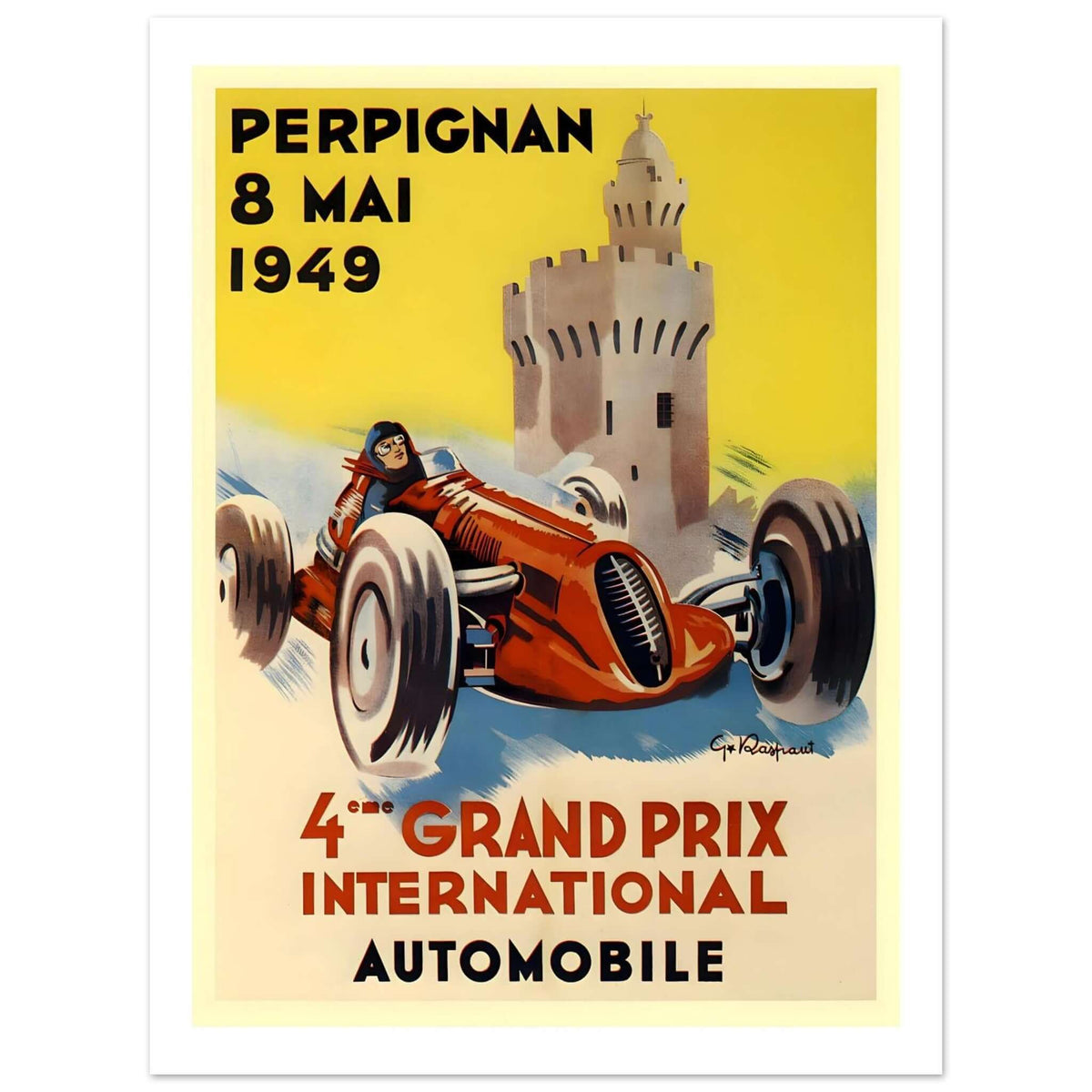 1949 Perpignan 4th Grand Prix International Poster - Transit Art