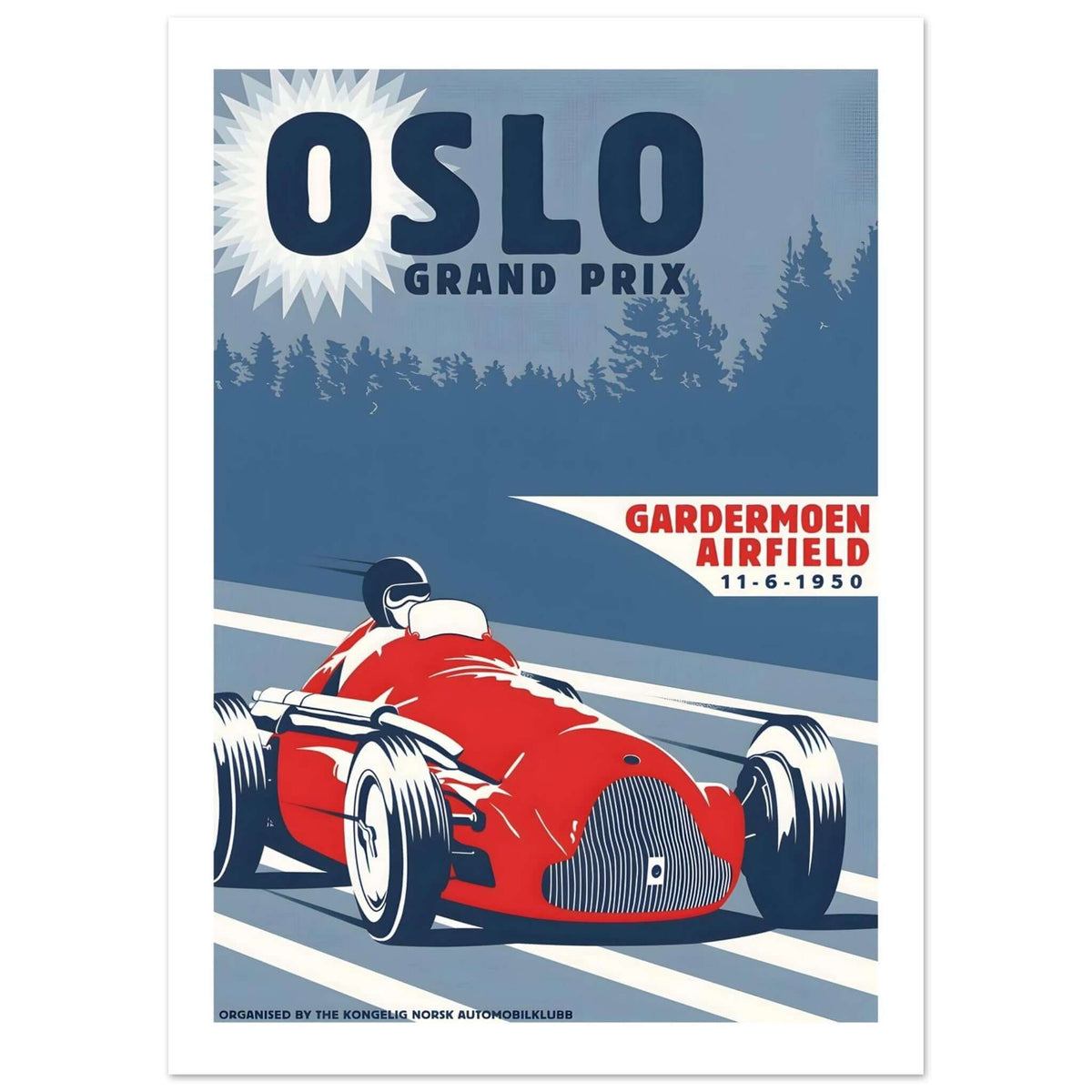 1950 Oslo Grand Prix Gardermoen Poster - Transit Art