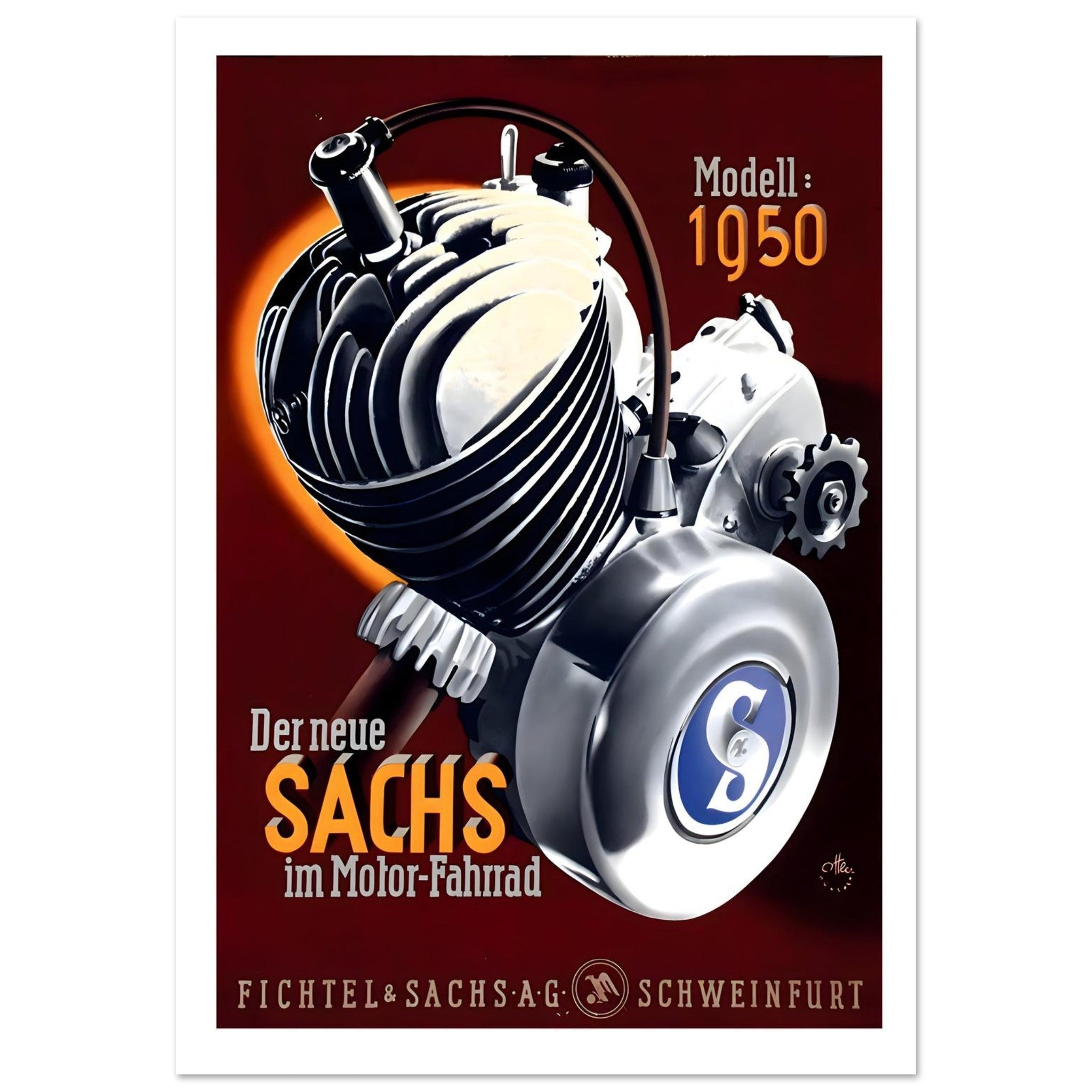 1950 Sachs Engine Advertisement Poster - Transit Art