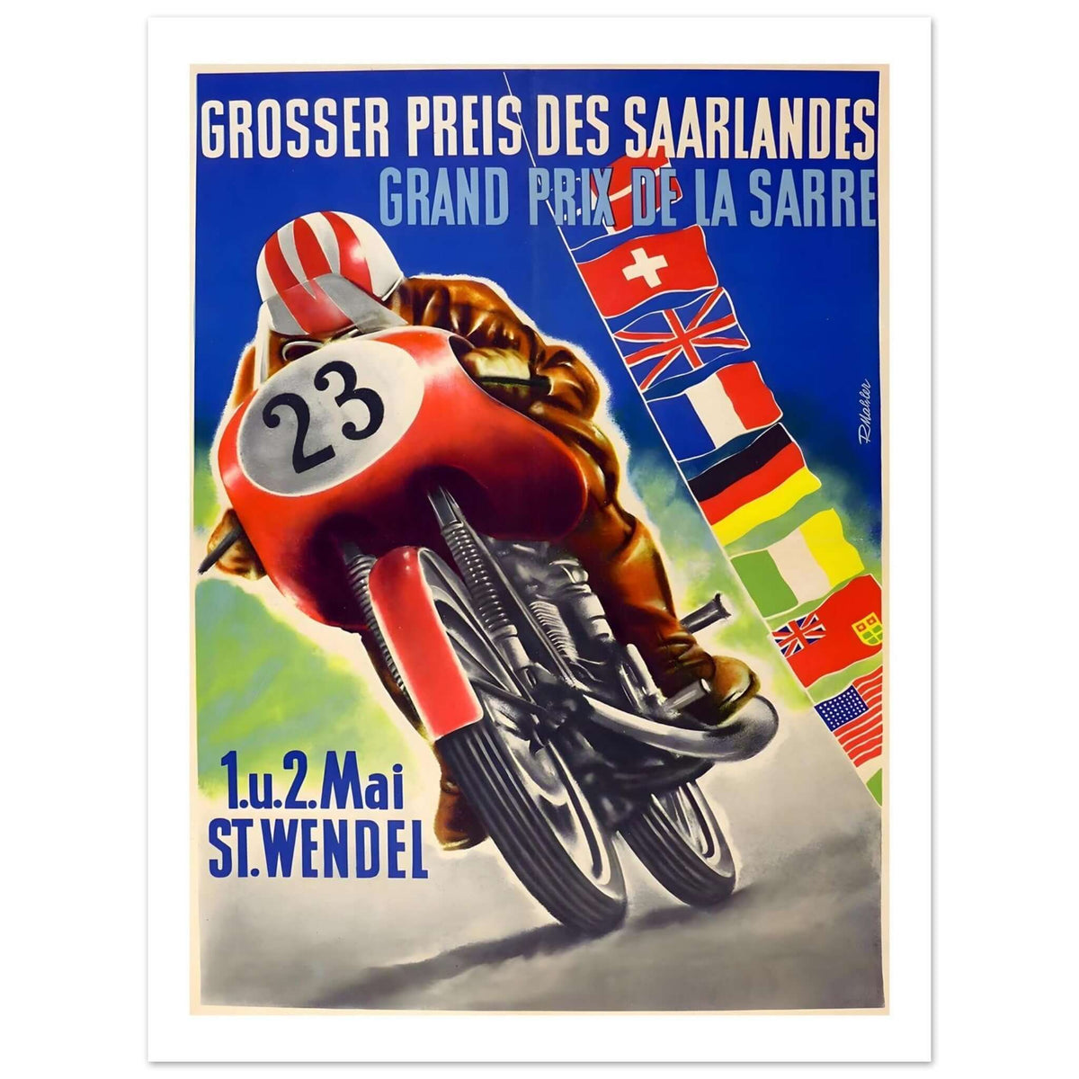 1950s Grosser Preis des Saarlandes Poster - Transit Art