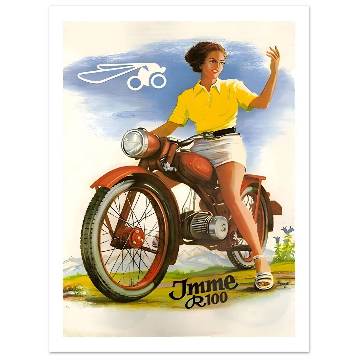 1950s Imme R100 Motorcycle Advertisement Poster - Transit Art