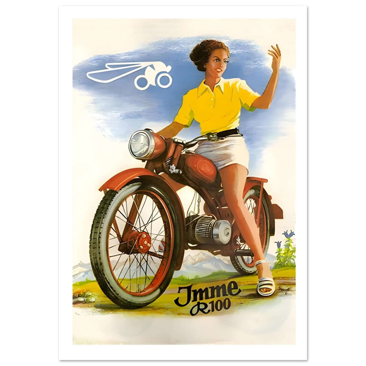 1950s Imme R100 Motorcycle Advertisement Poster - Transit Art