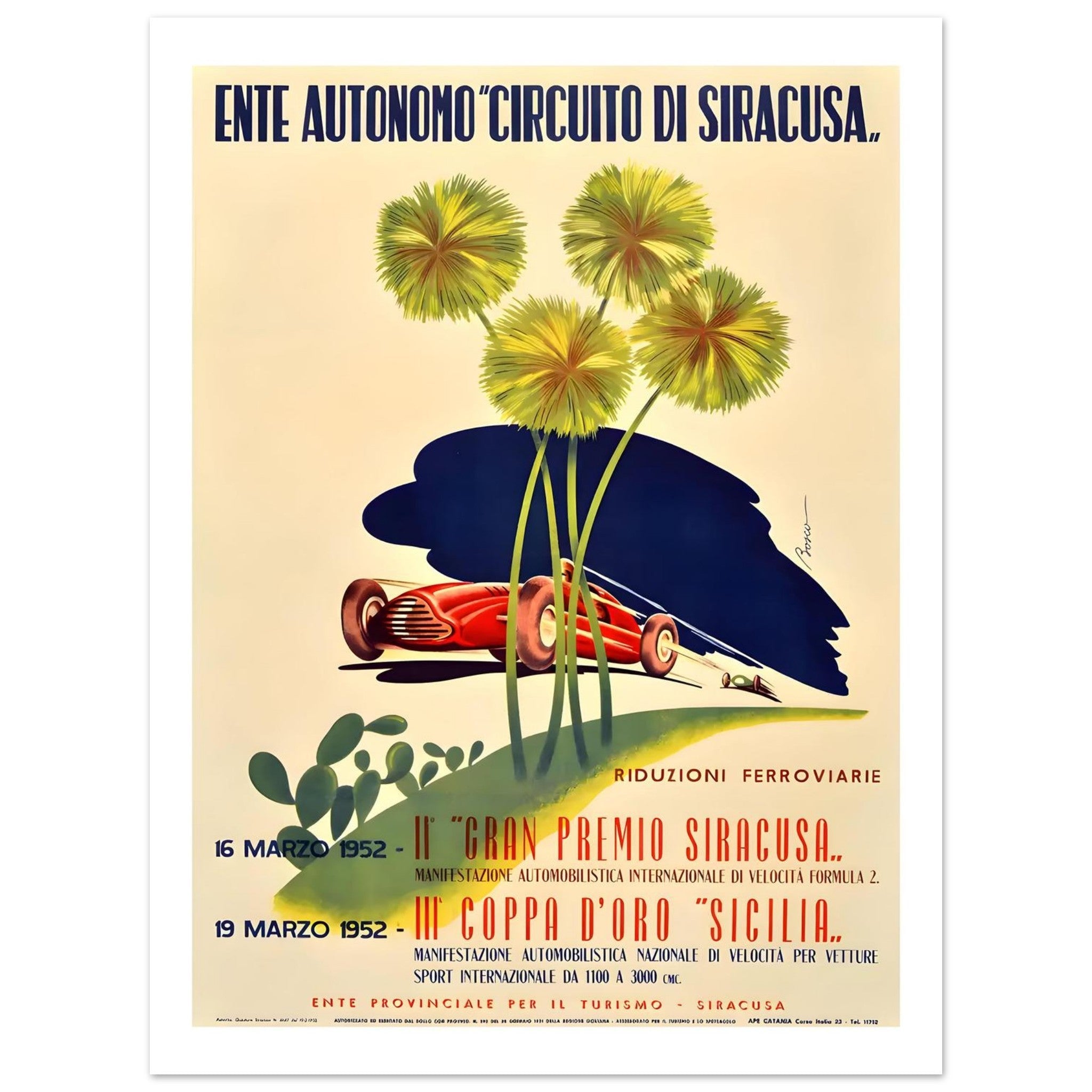 1952 Gran Premio Siracusa & Coppa d’Oro Sicilia Poster - Transit Art