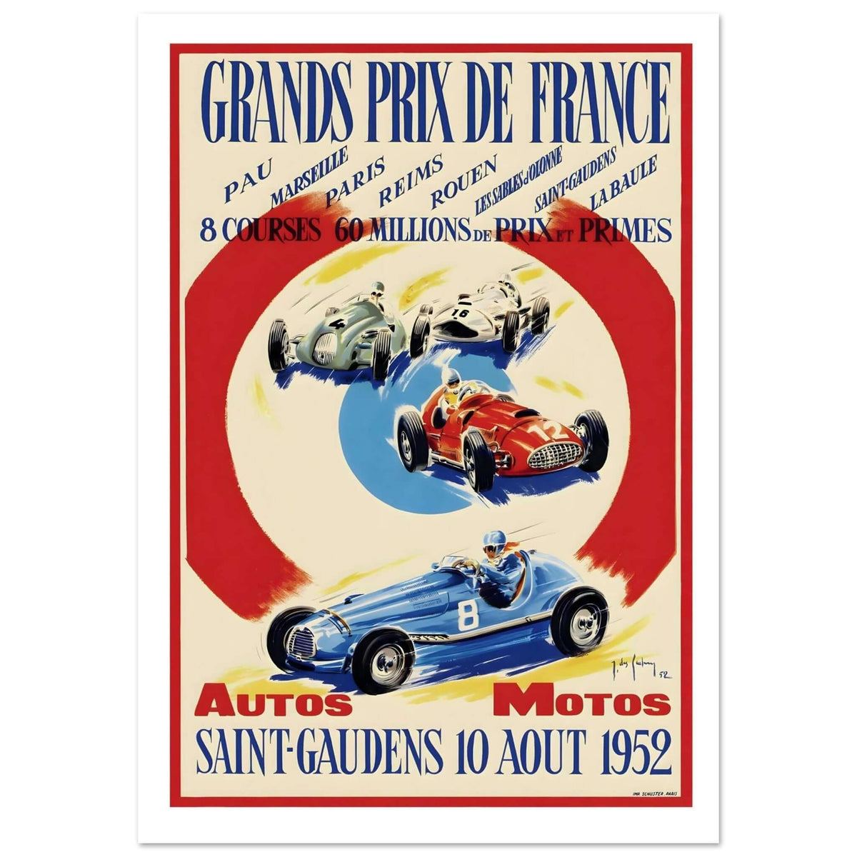 1952 Grands Prix de France Saint - Gaudens Poster - Transit Art