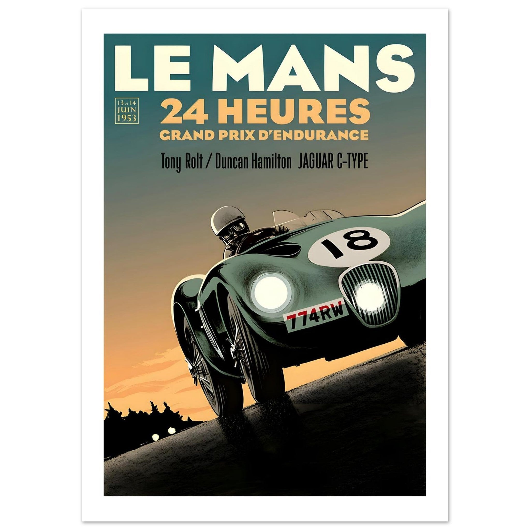 1953 Le Mans 24 Heures Jaguar C - Type Poster - Transit Art