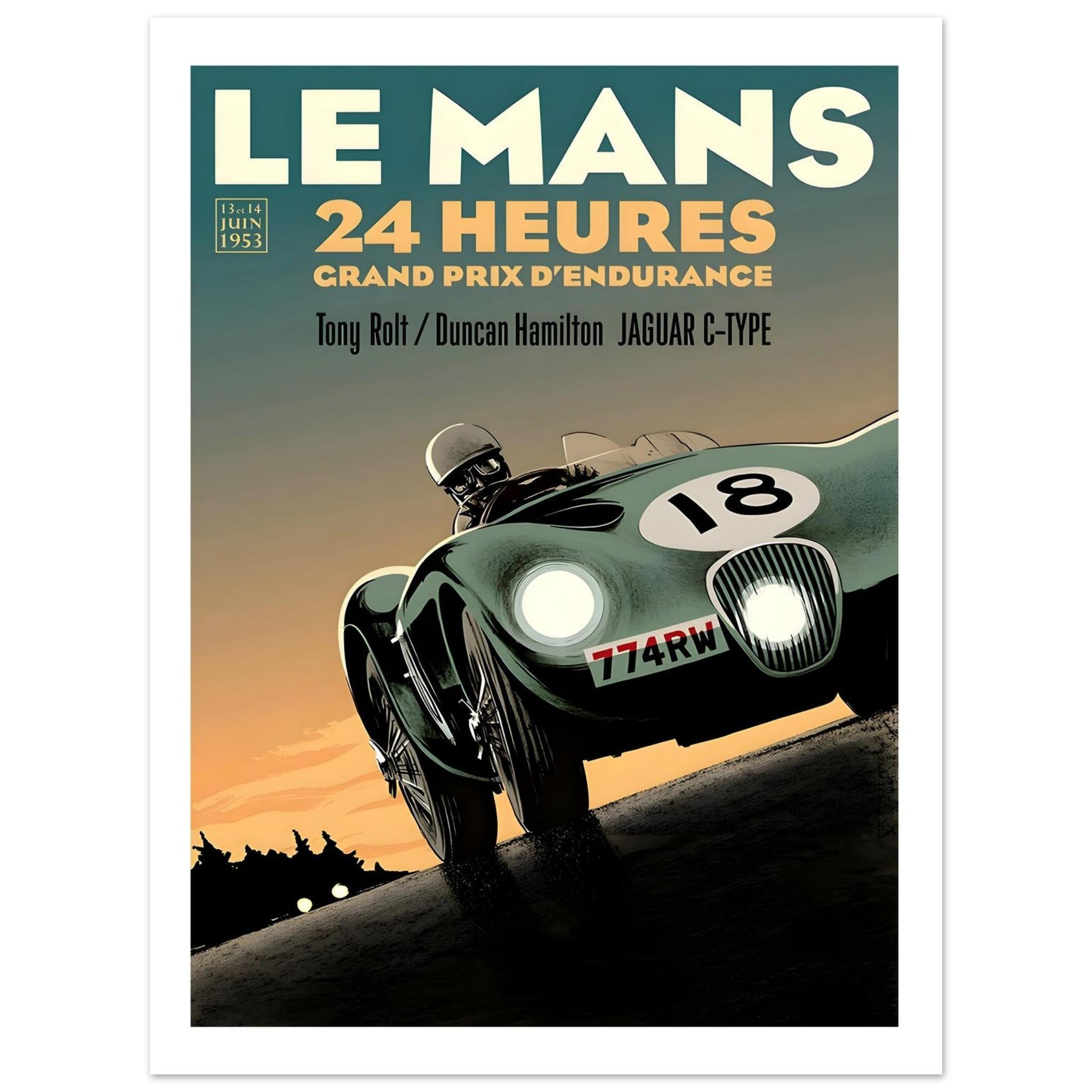 1953 Le Mans 24 Heures Jaguar C - Type Poster - Transit Art
