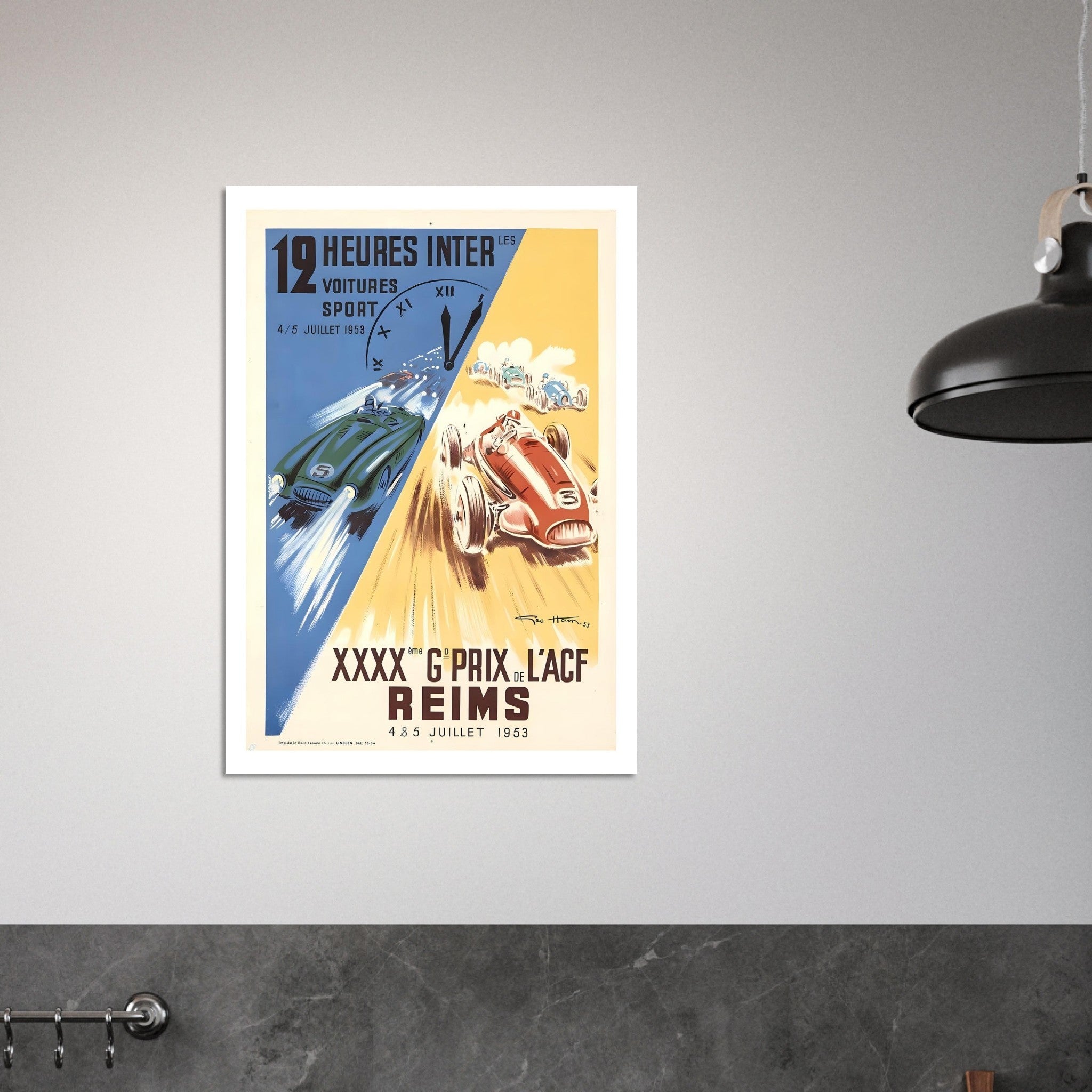 1953 Reims 12 Heures & Grand Prix Poster - Transit Art