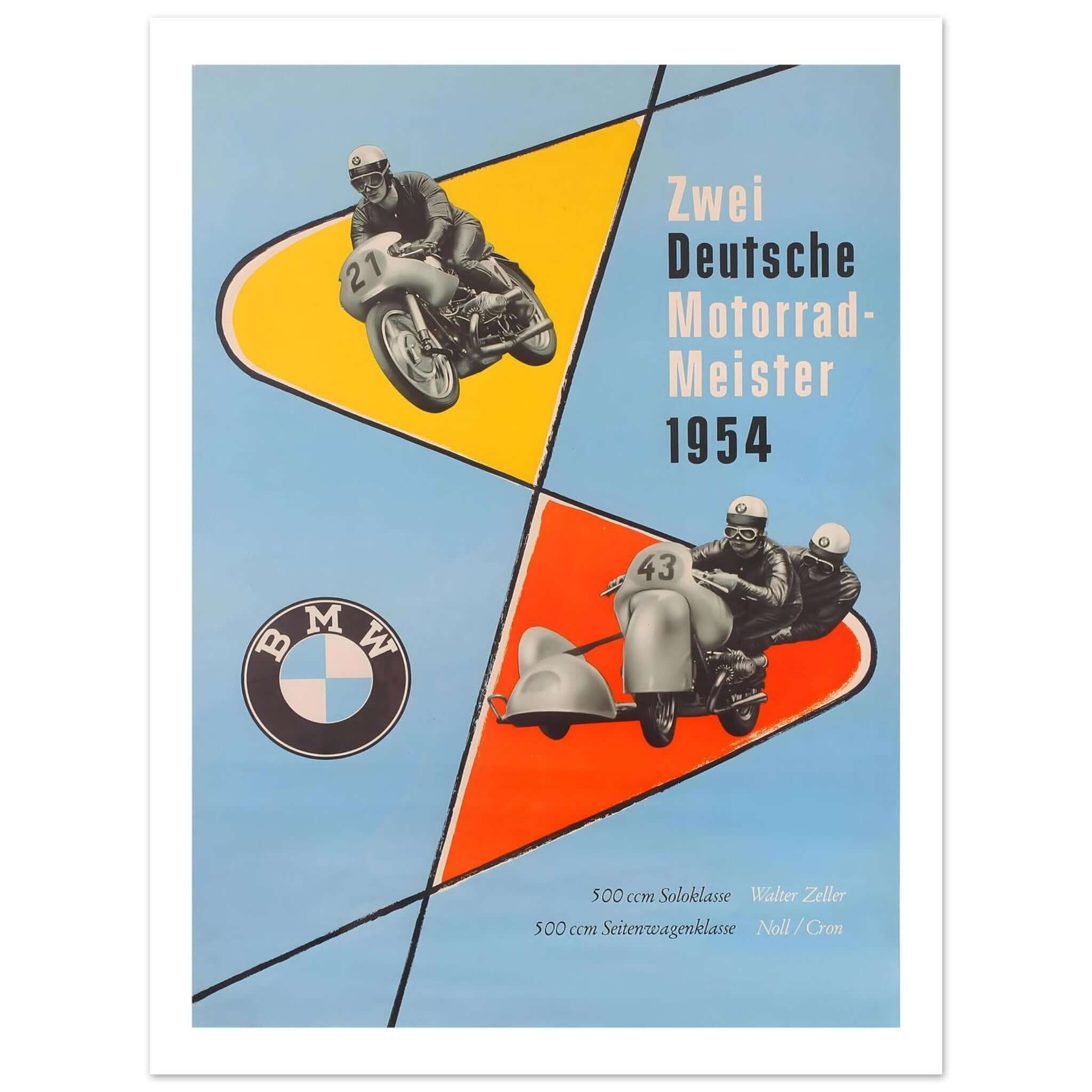 1954 BMW Motorcycle Masters Poster - Transit Art