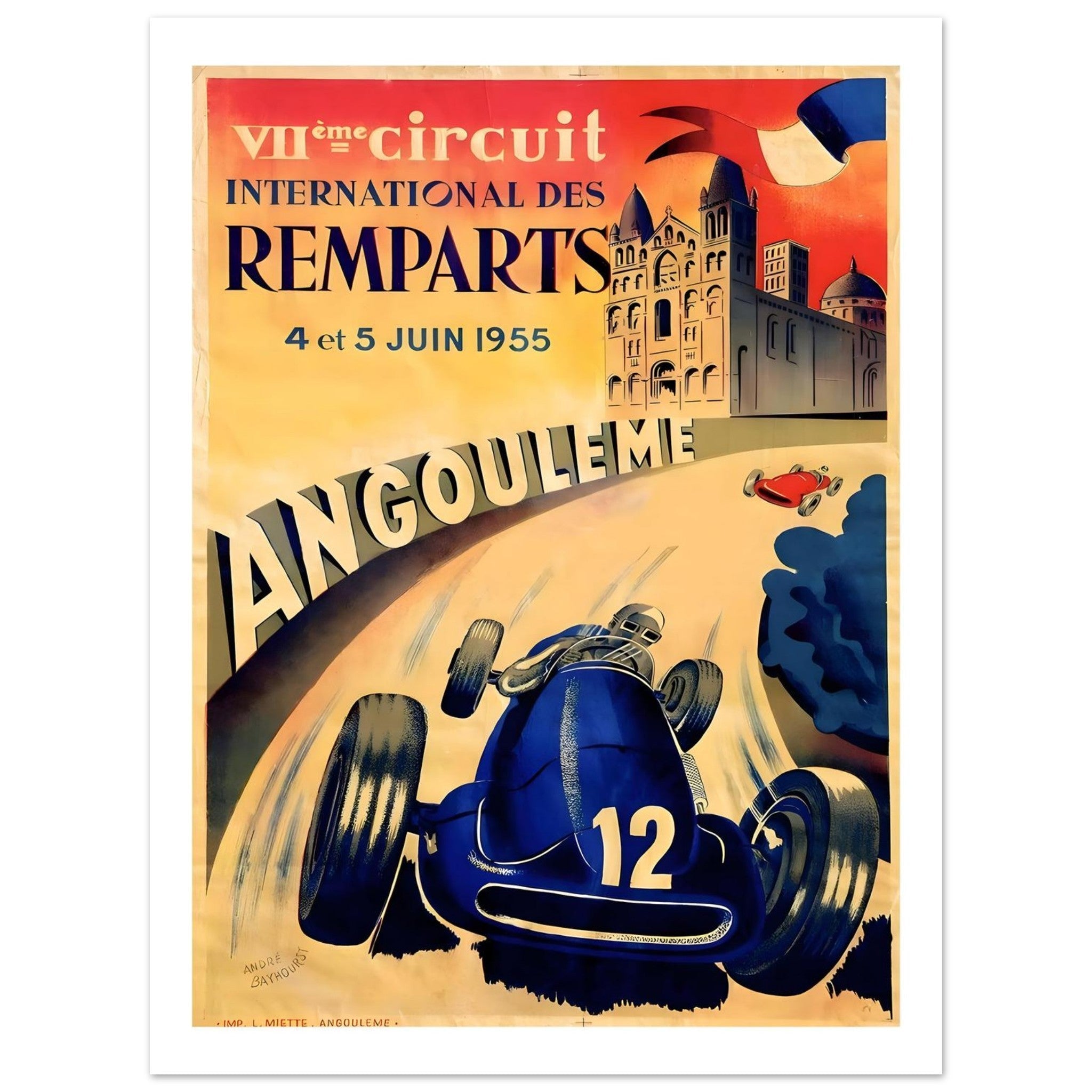 1955 Angoulême Circuit des Remparts Grand Prix Poster - Transit Art