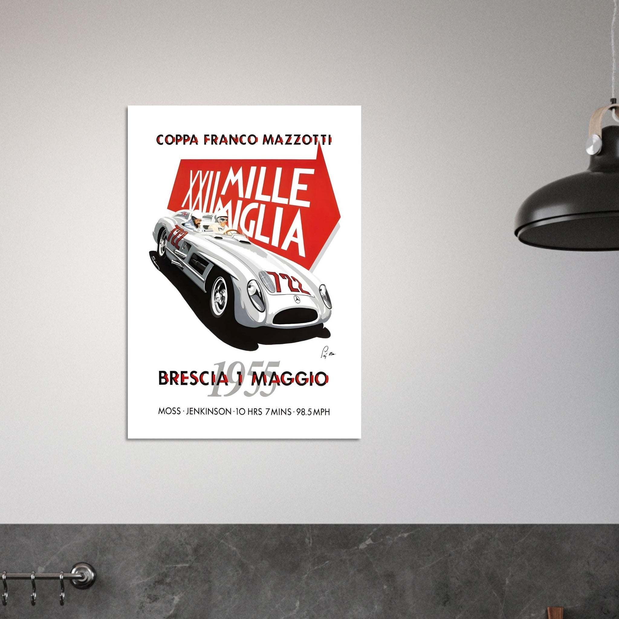 1955 Mille Miglia Moss & Jenkinson Poster - Transit Art