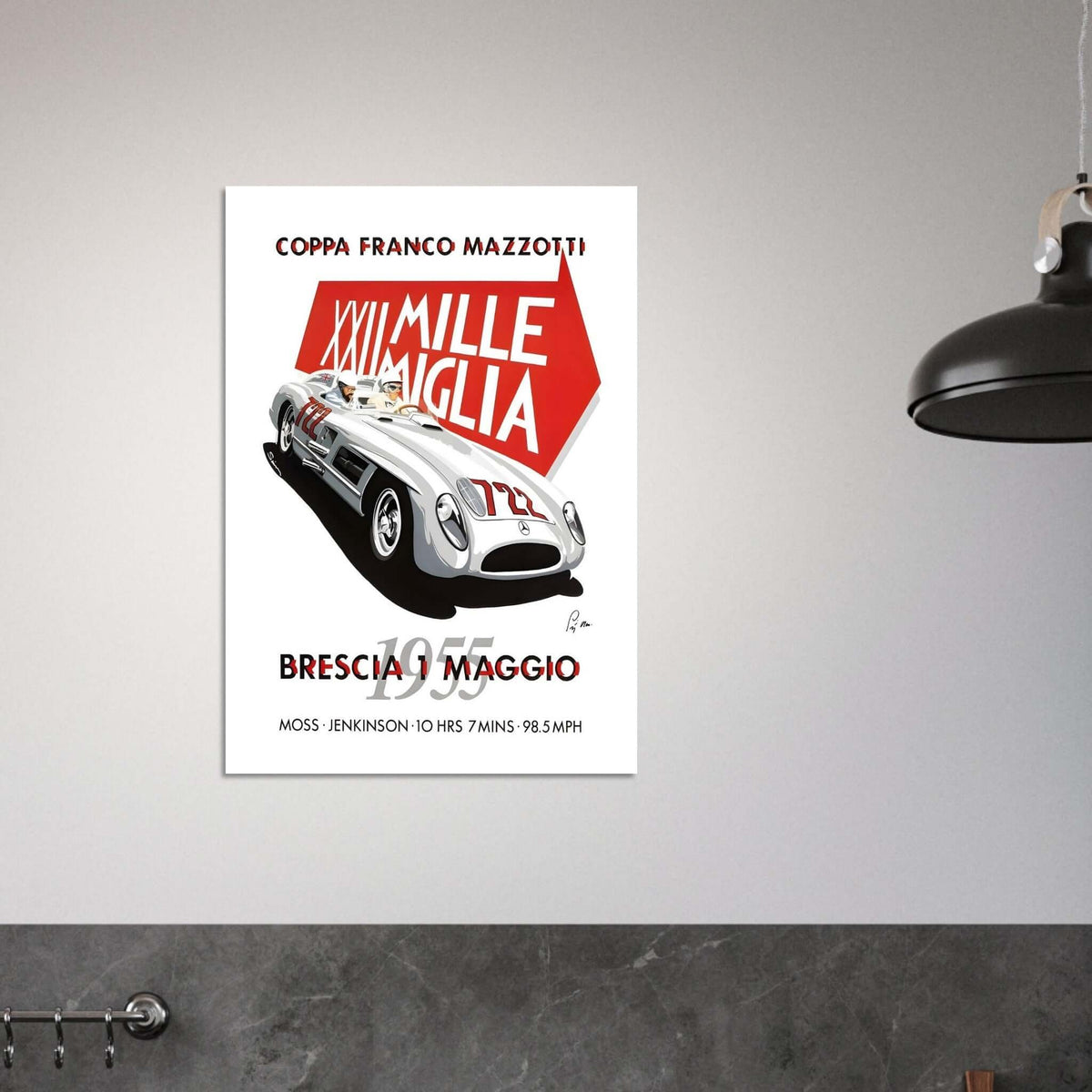 1955 Mille Miglia Moss & Jenkinson Poster - Transit Art