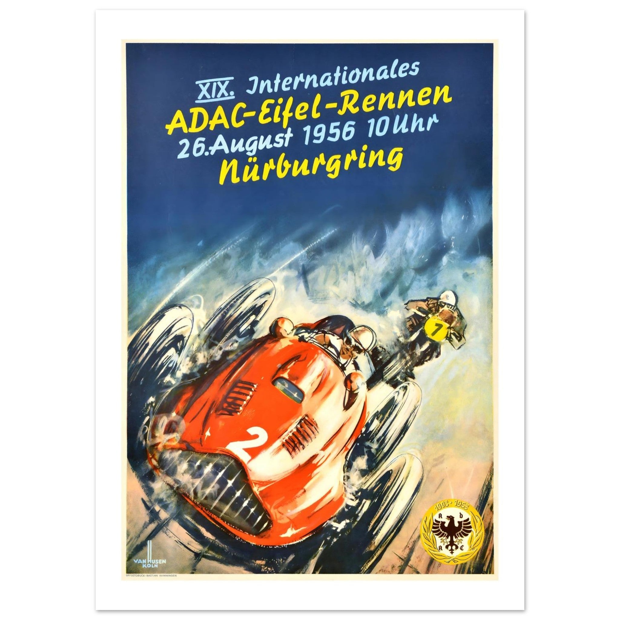1956 Nürburgring ADAC Eifel - Rennen Rainstorm Poster - Transit Art