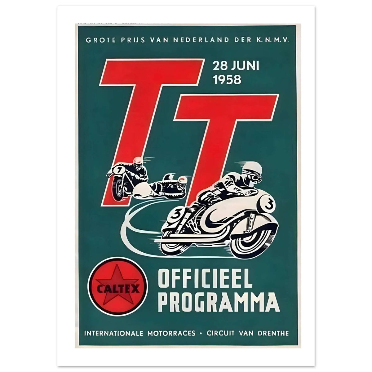 1958 Dutch TT Official Program Motorcycle Racing Poster - Transit Art