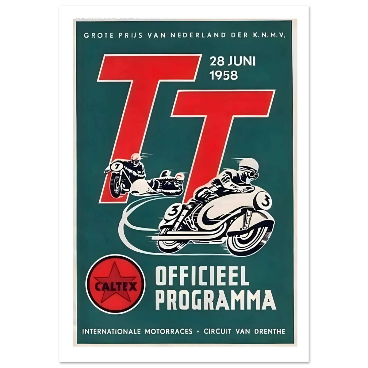 1958 Dutch TT Official Program Motorcycle Racing Poster - Transit Art