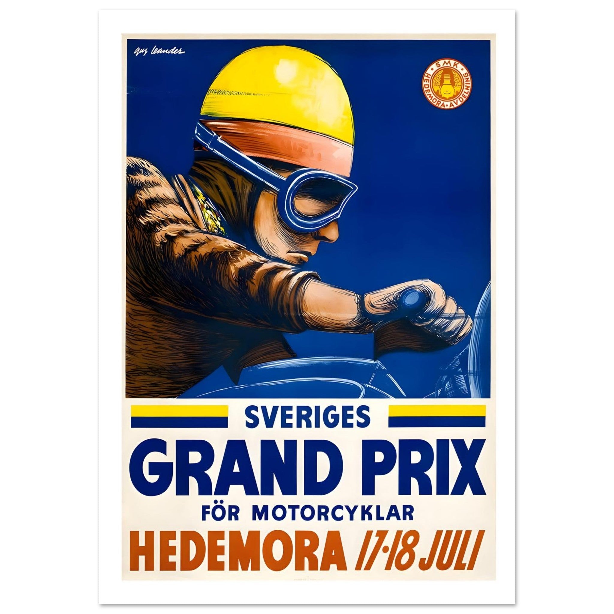 1959 Sweden Grand Prix Motorcycle Race Poster - Transit Art