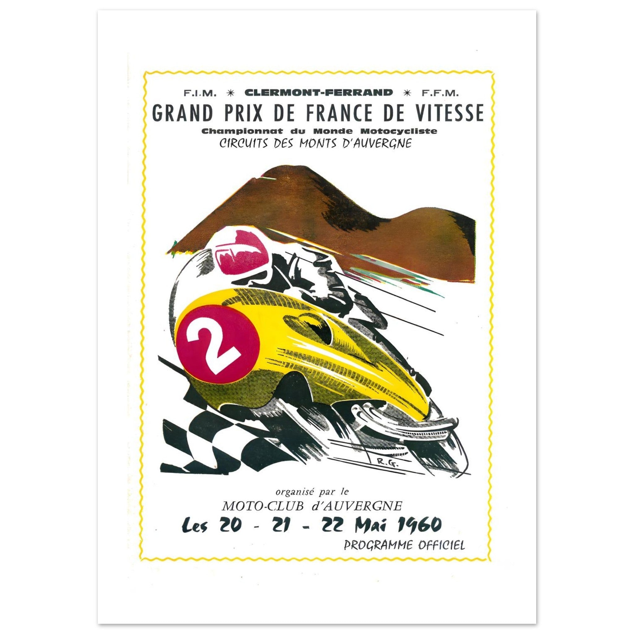 1960 French Motorcycle Grand Prix Poster - Transit Art