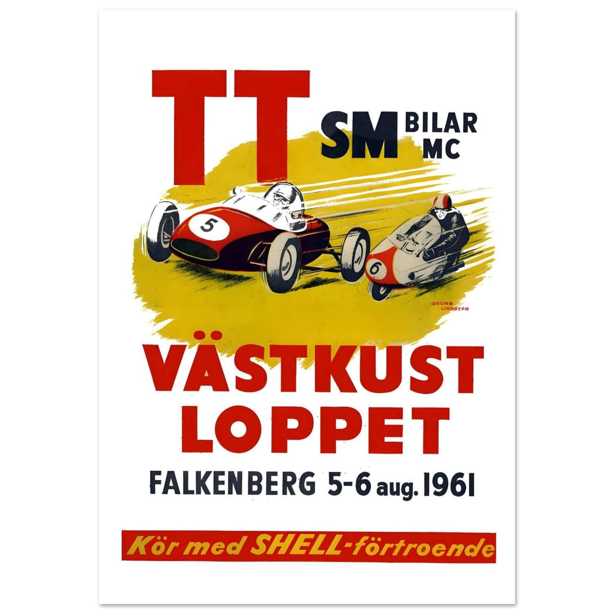 1961 Västkustloppet Racing Poster: Speed and Shell Reliability - Transit Art