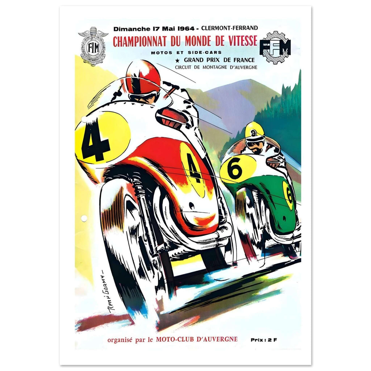 1964 French Motorcycle Grand Prix Poster - Transit Art