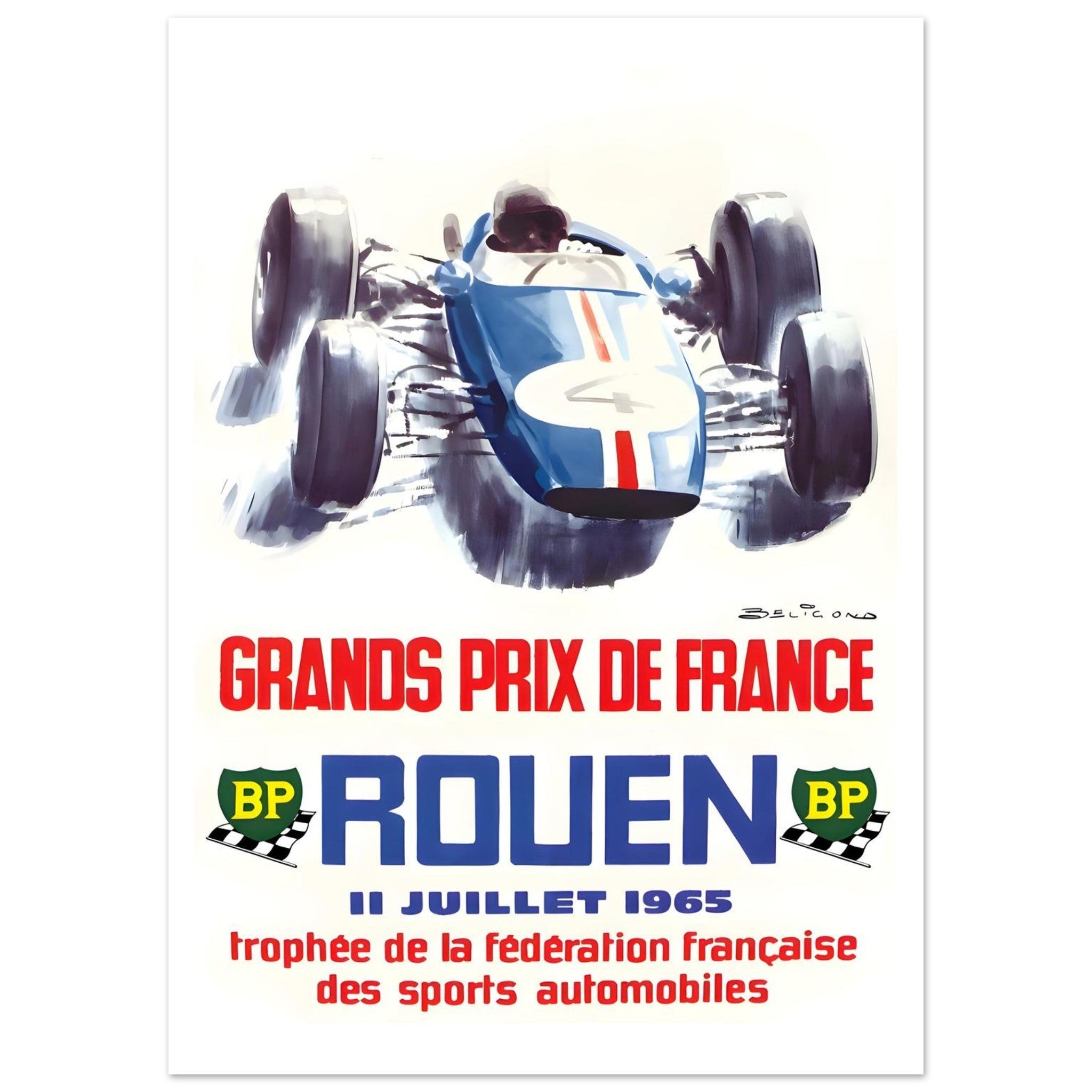 1965 Grands Prix de France Rouen Racing Poster - Transit Art
