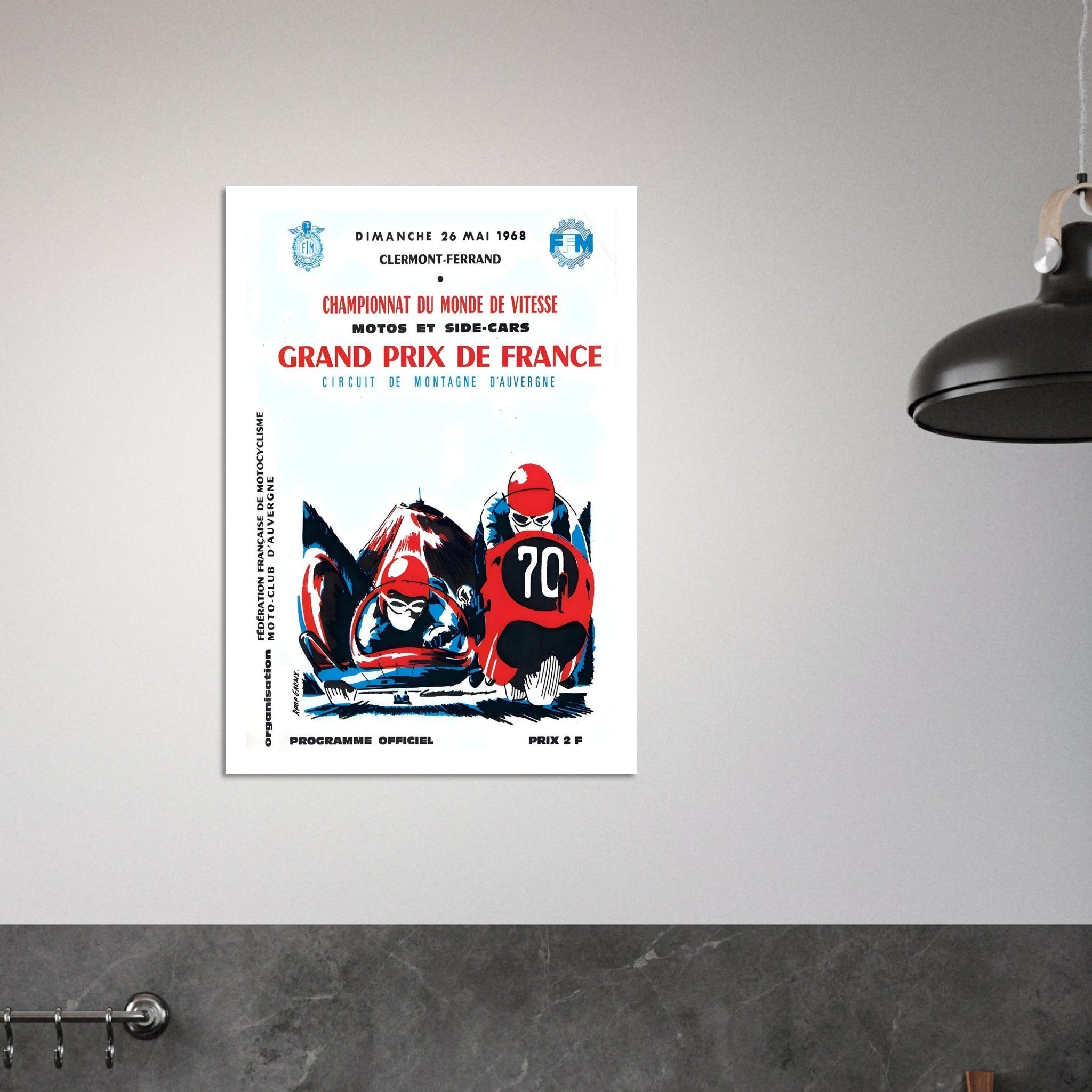 1968 French Grand Prix Motorcycle Poster - Transit Art