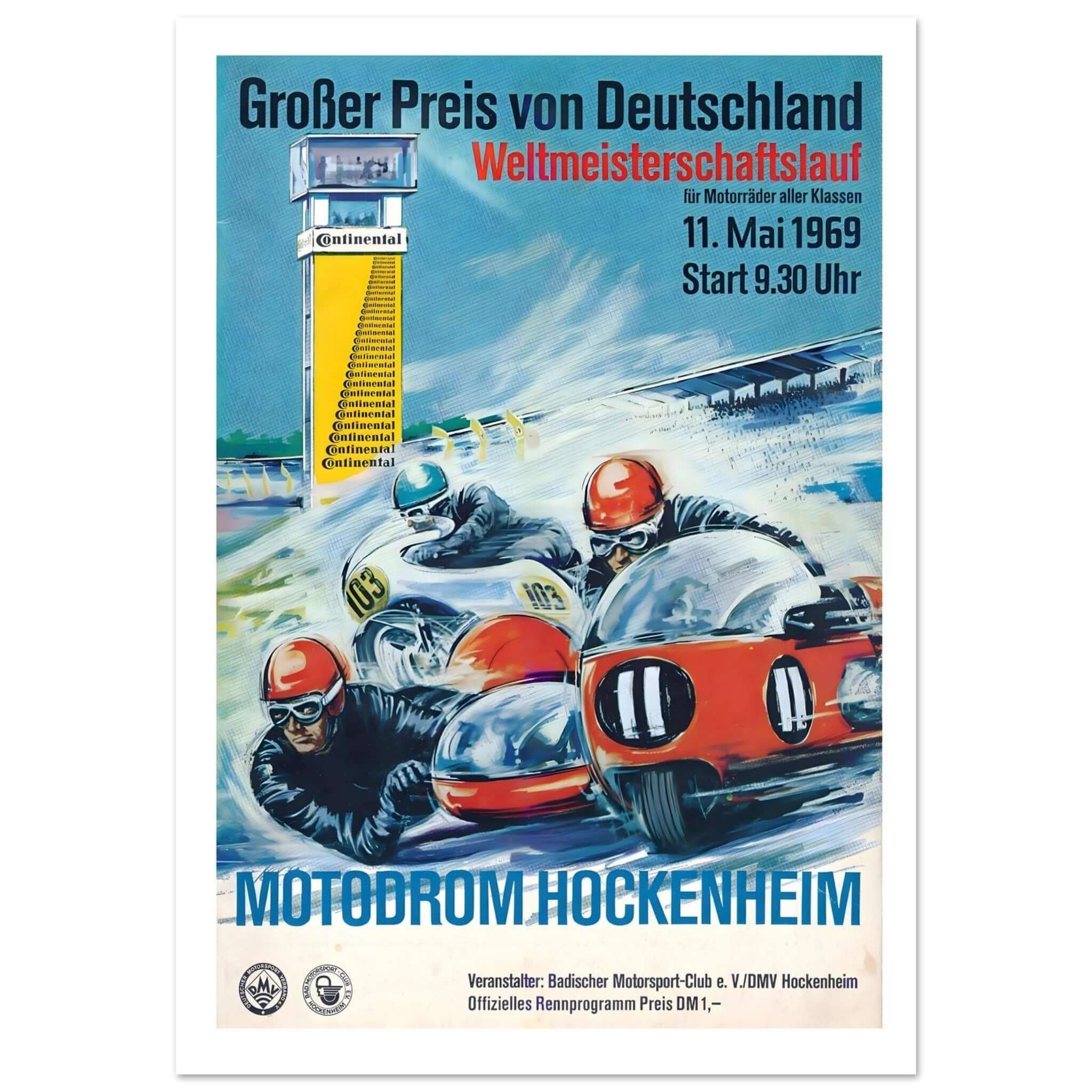 1969 German Grand Prix Motorcycle Poster - Transit Art
